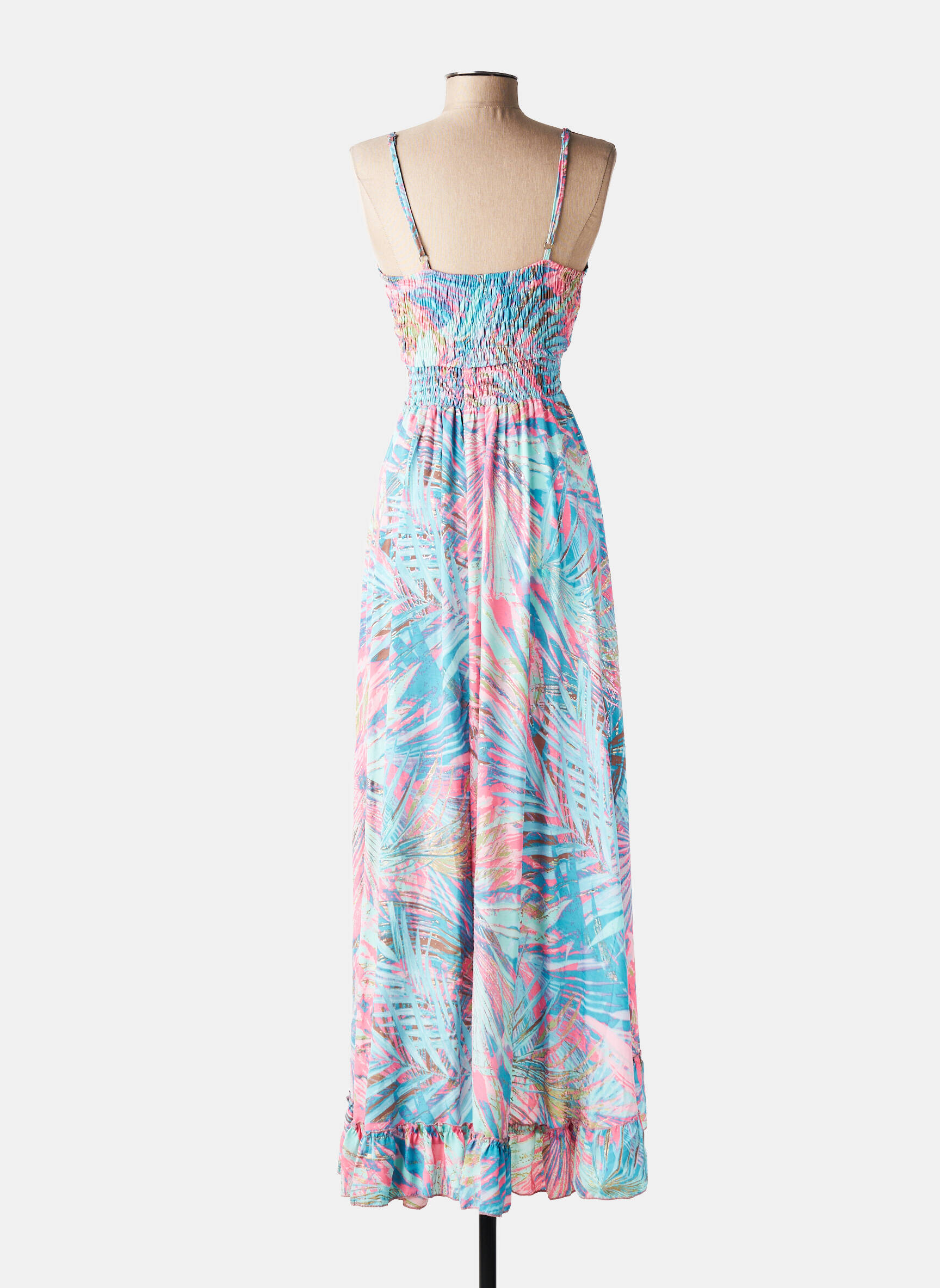 Ilga suknelė fantazijos raštas plonos dirželiai mėlyna YYDS (YOUR YOUTHFUL DRESS STYLE) moteris