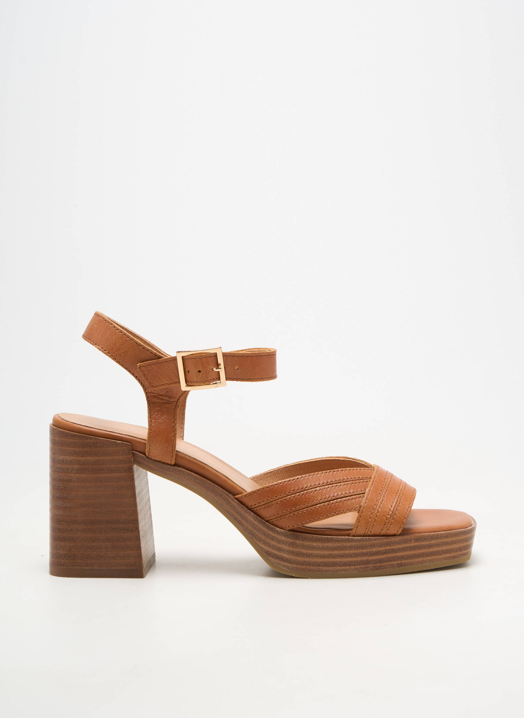 Sandalai/nu pėdos lygus medžiaga kulnas nuo 7 iki 9 cm rudas EMILIE KARSTON moteris