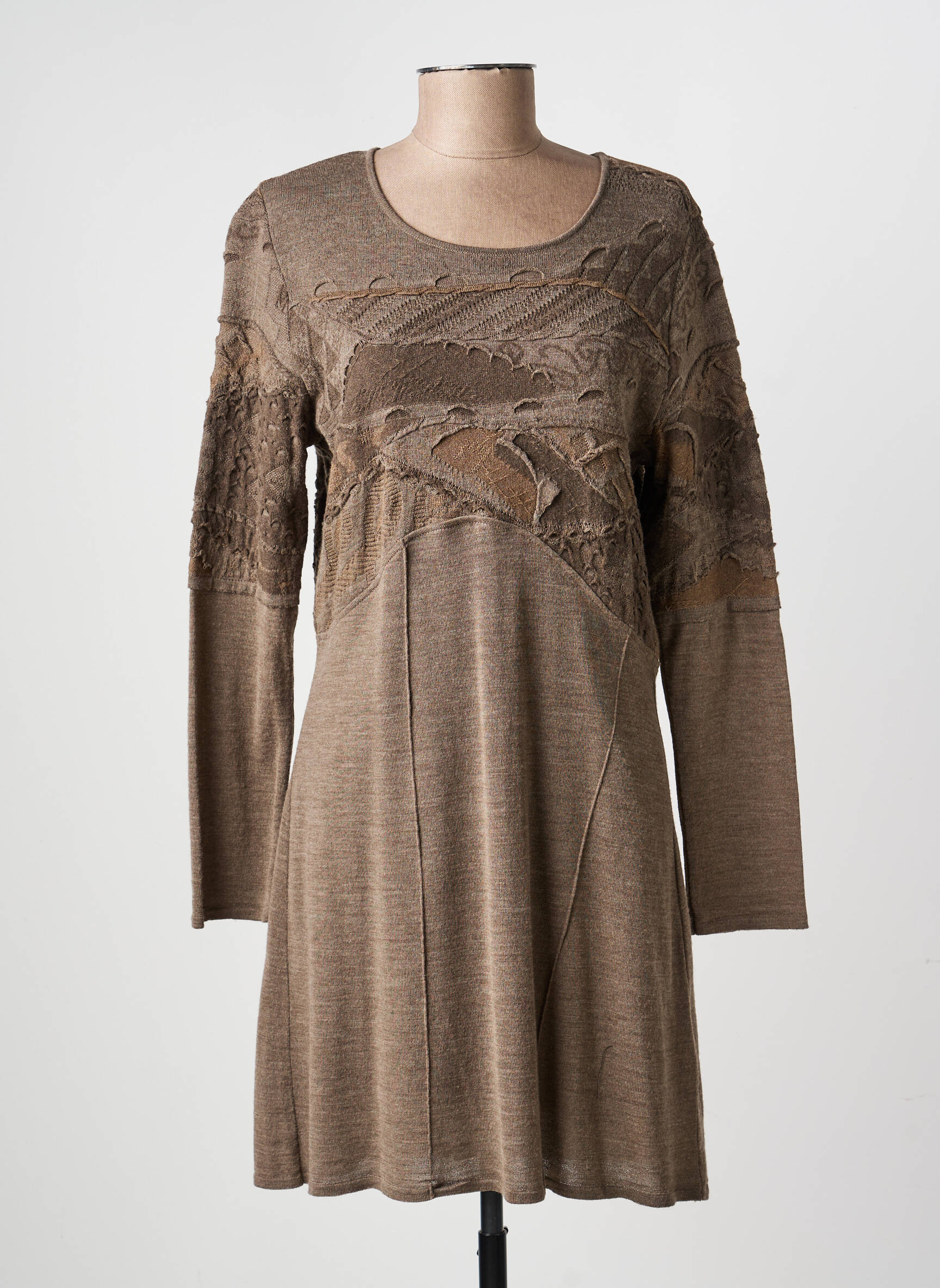 Megztinė suknelė chinamas audinys ilgos rankovės rudas ALDO MARTIN'S moteris