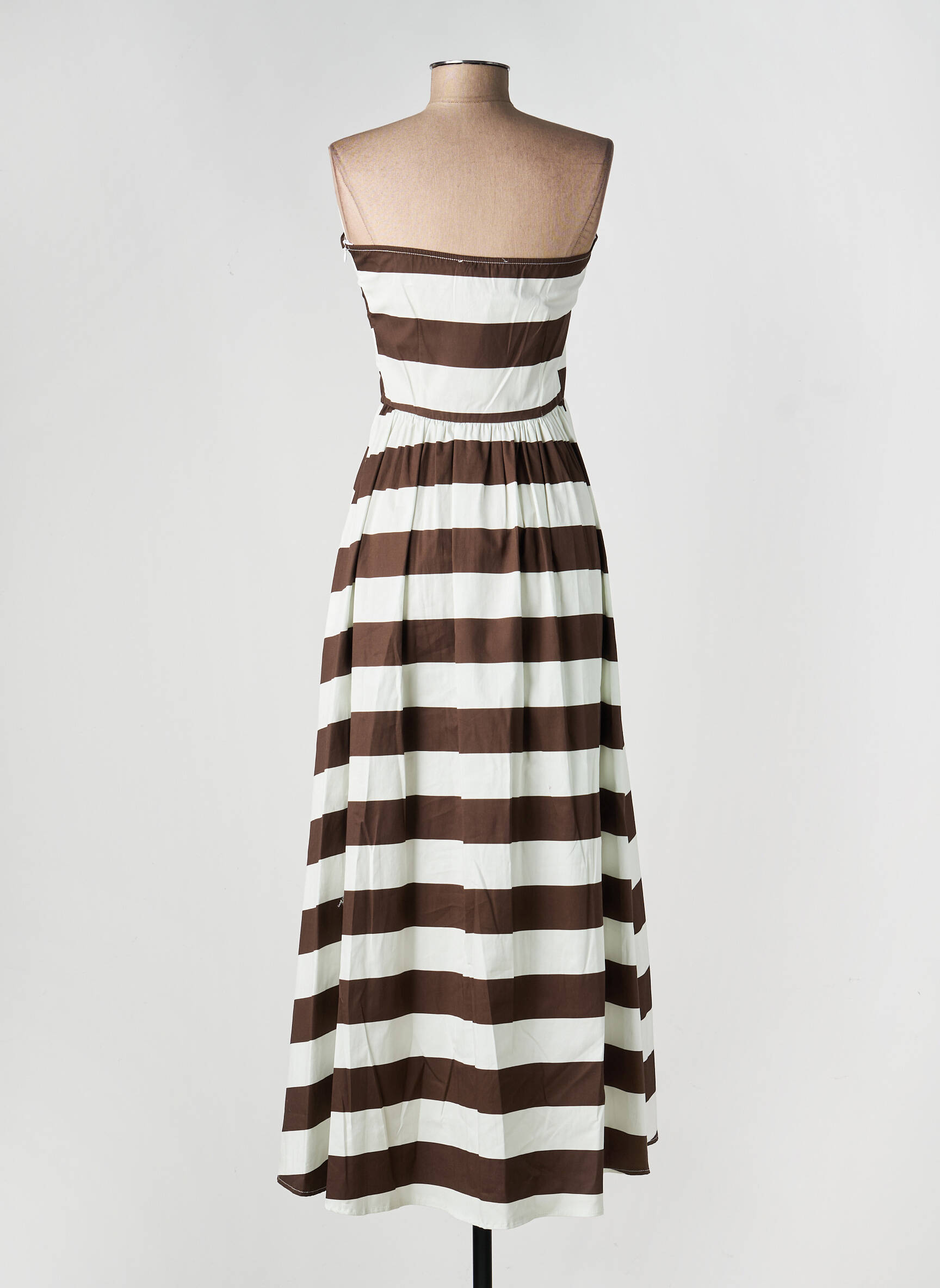 Ilga suknelė be rankų be rankų rudas LUMINA moteris