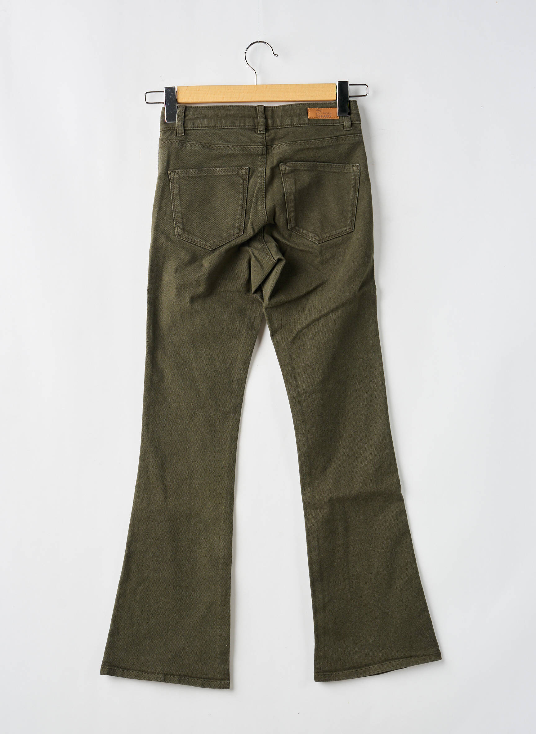 Bootcut džinsai aukšta talija aukšta talija žalias HAPPY moteris