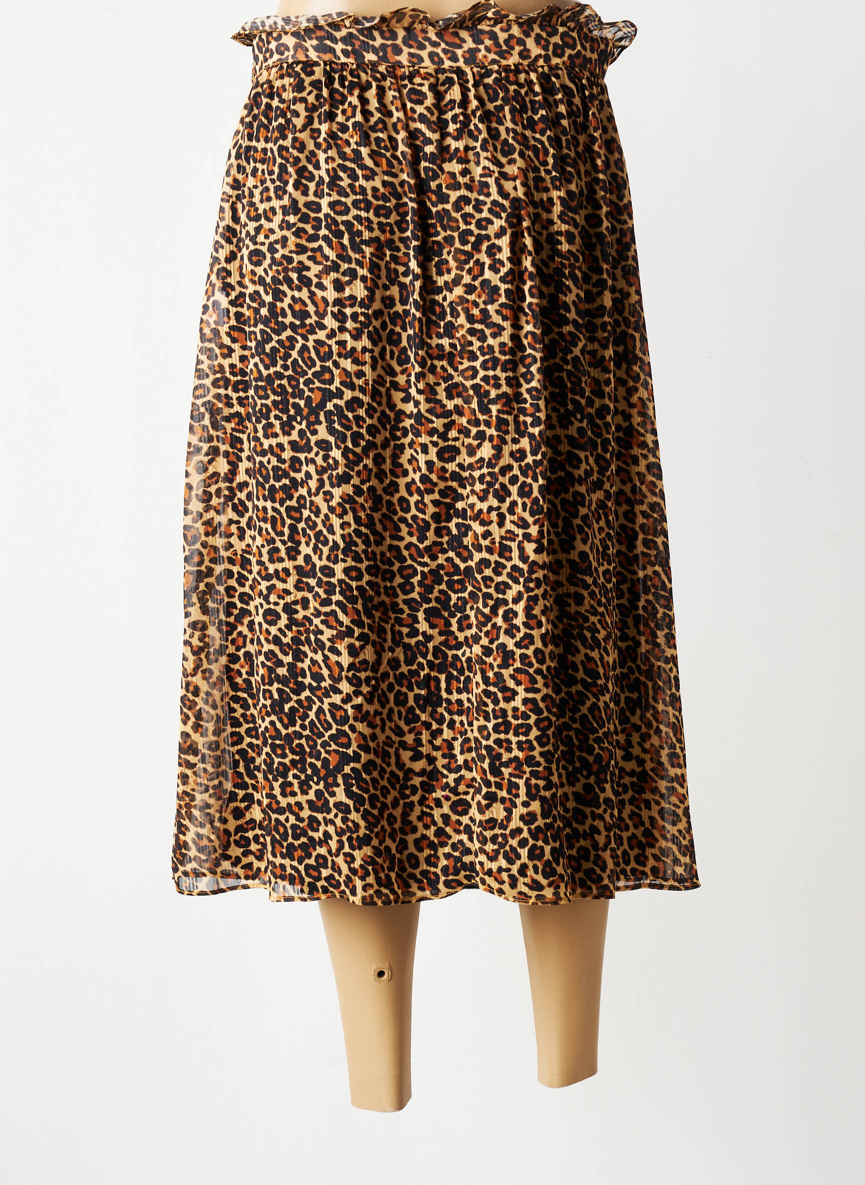 Pusilgis sijonas šoninė užtrauktuko uždarymo sistema rudas GEVANA moteris