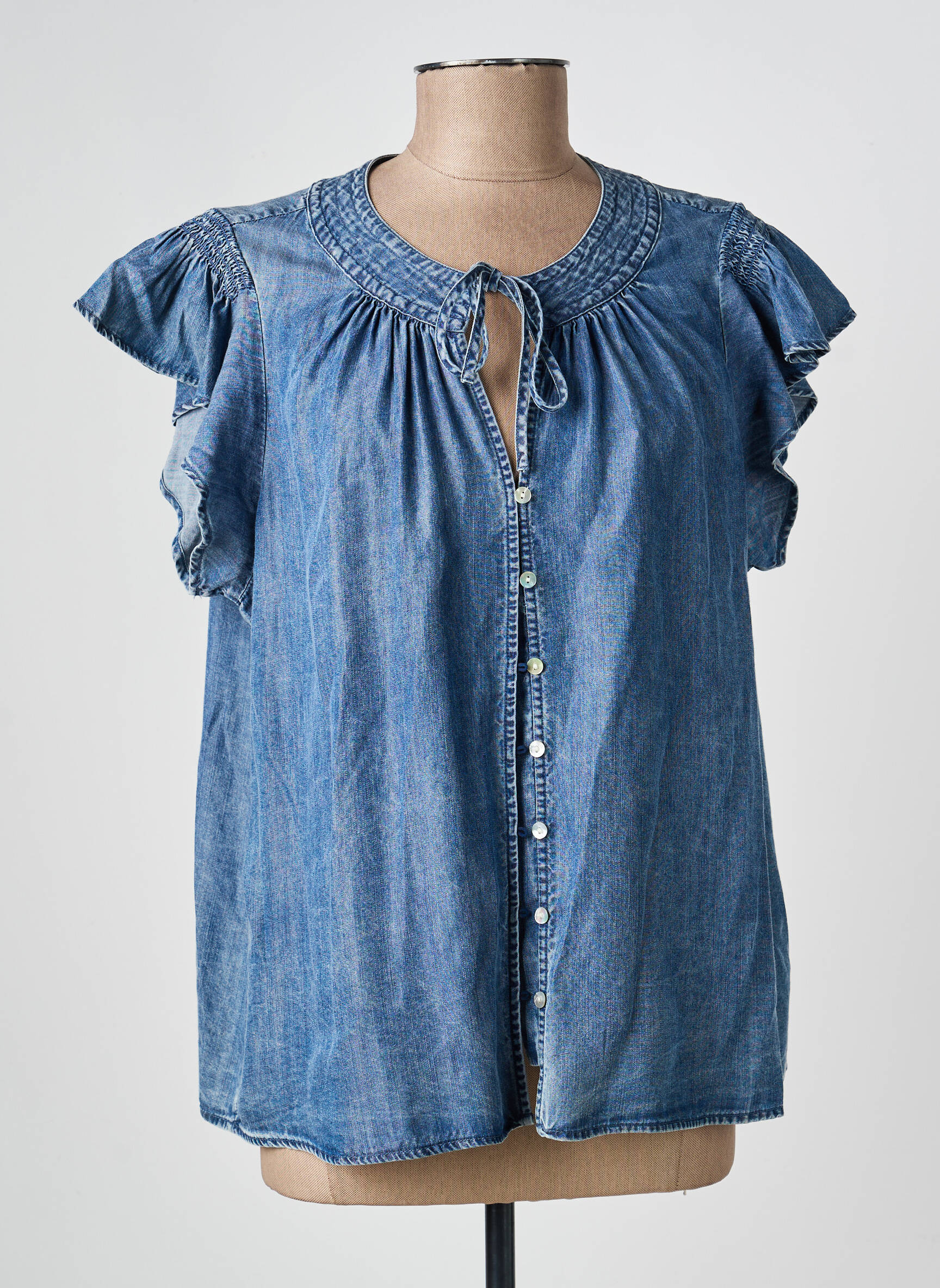 Moteriškas marškinys tiesi kirpimas trumpas rankovės mėlyna RAILS moteris