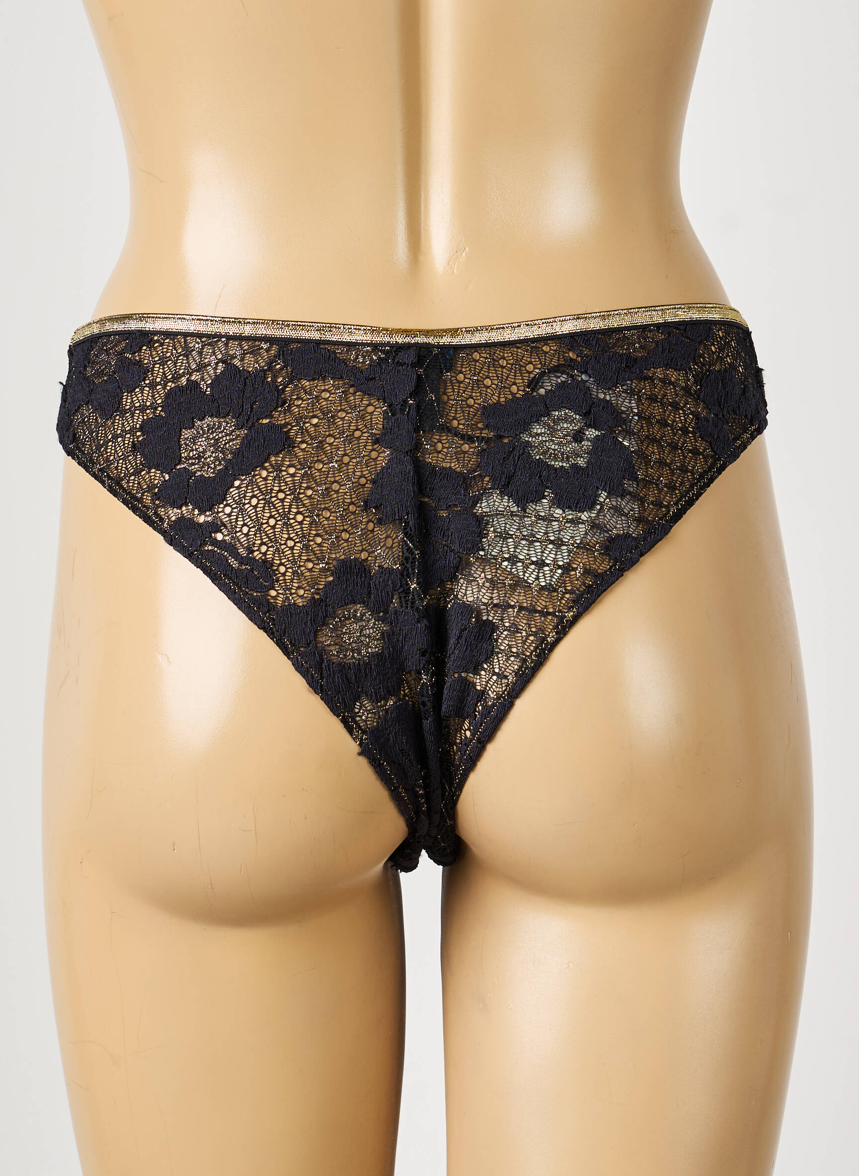 Tanga satino efektas juodas LA NOUVELLE moteris