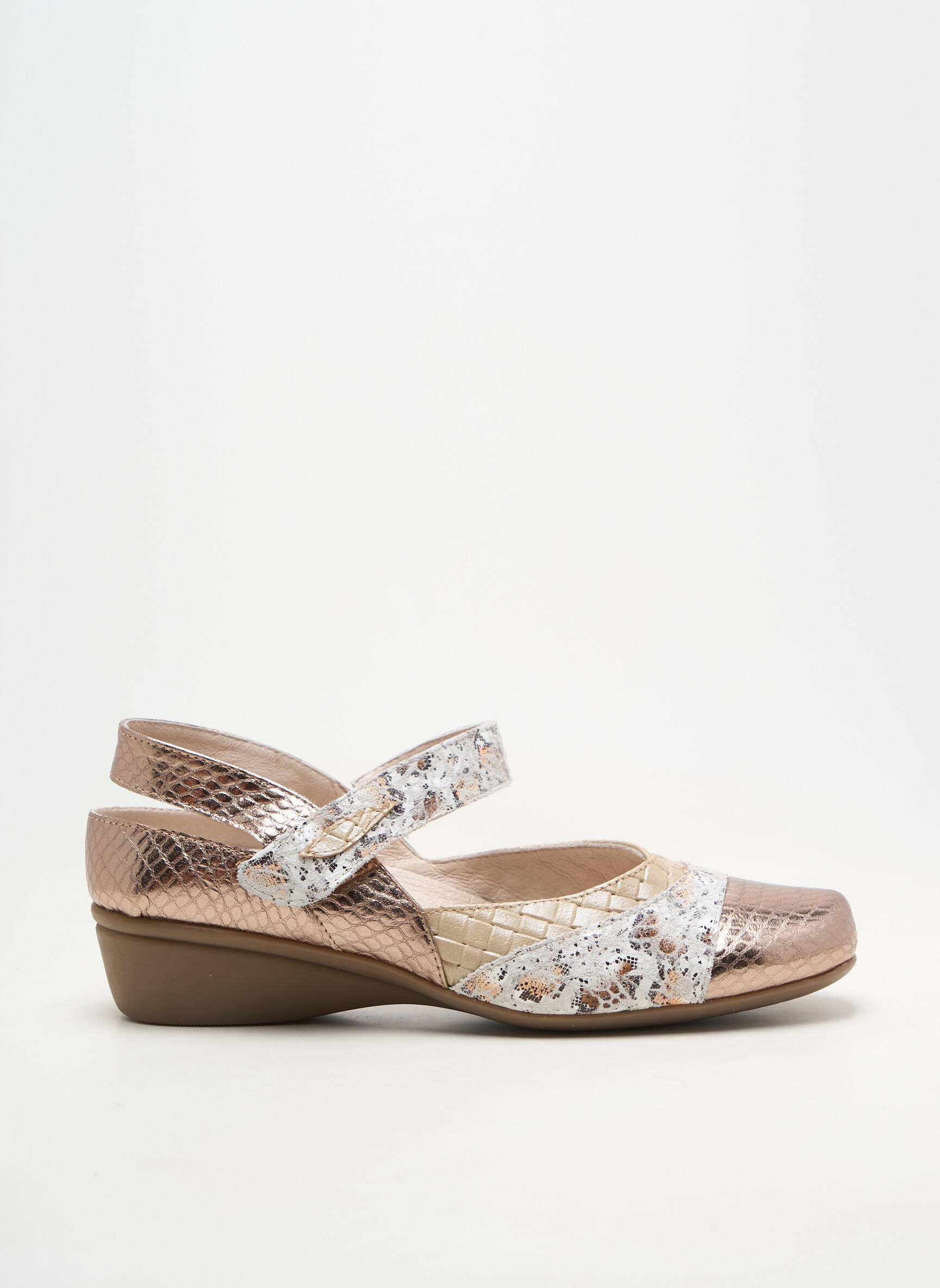 Balerinos velcro užsegimas kulnas nuo 4 iki 6 cm auksas OTTILIA moteris