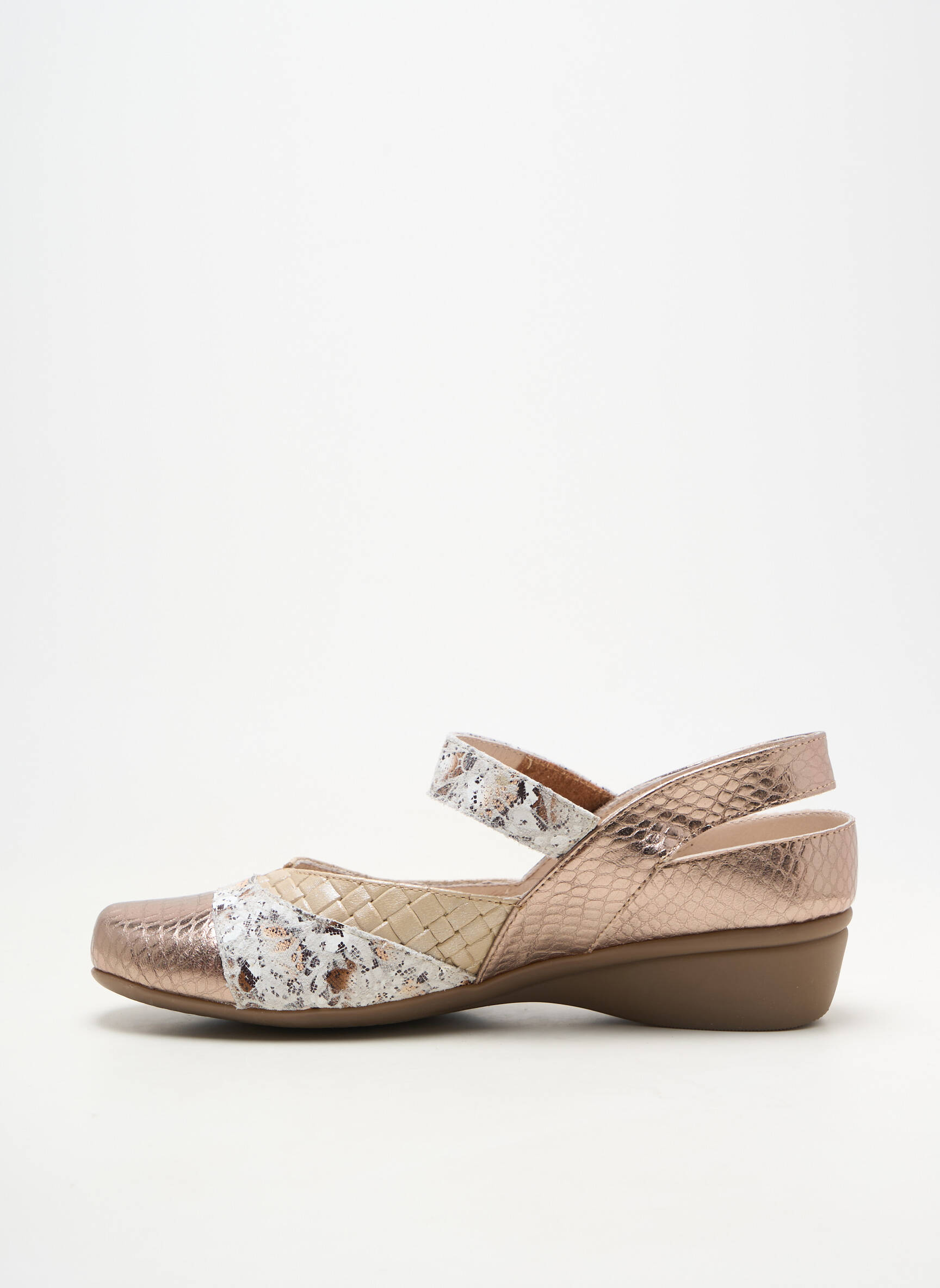 Balerinos velcro užsegimas kulnas nuo 4 iki 6 cm auksas OTTILIA moteris