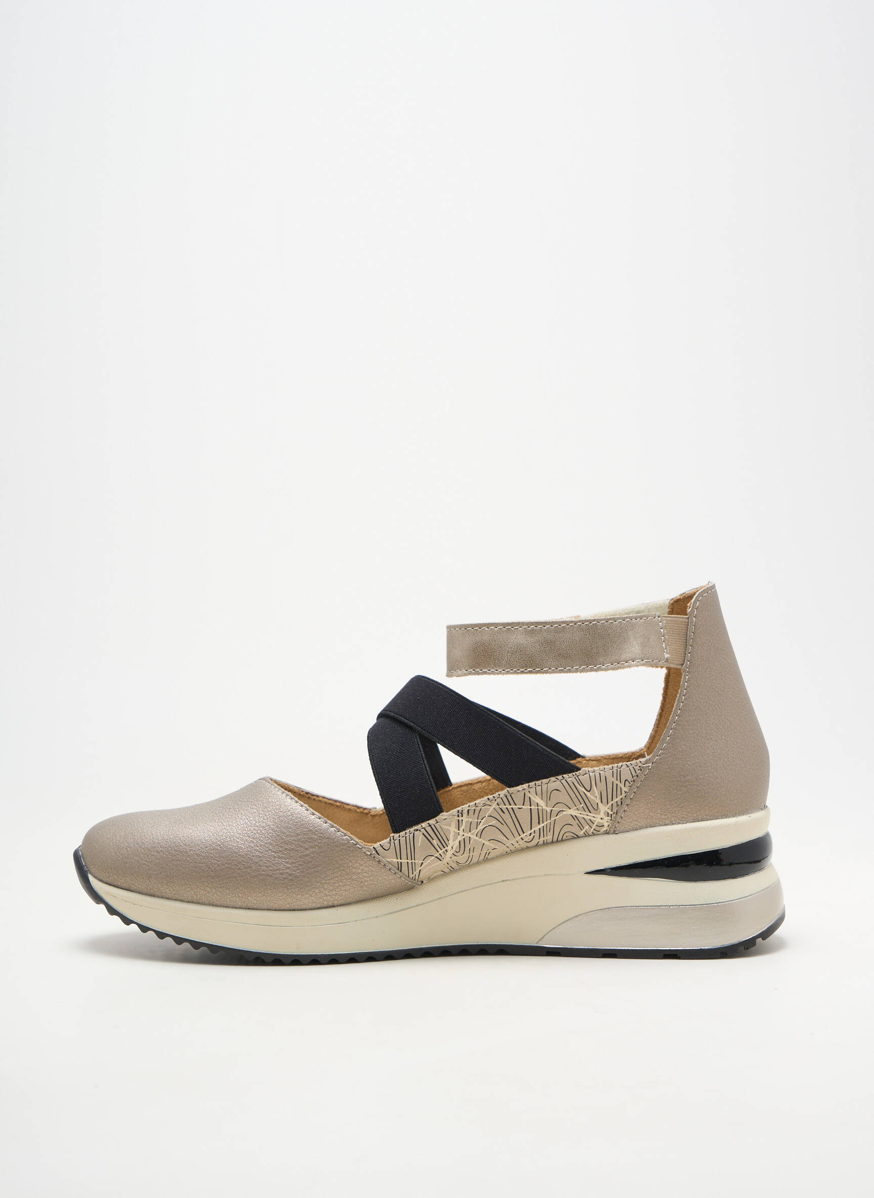 Balerinos velcro užsegimas kulnas nuo 4 iki 6 cm sidabrinė REMONTE moteris