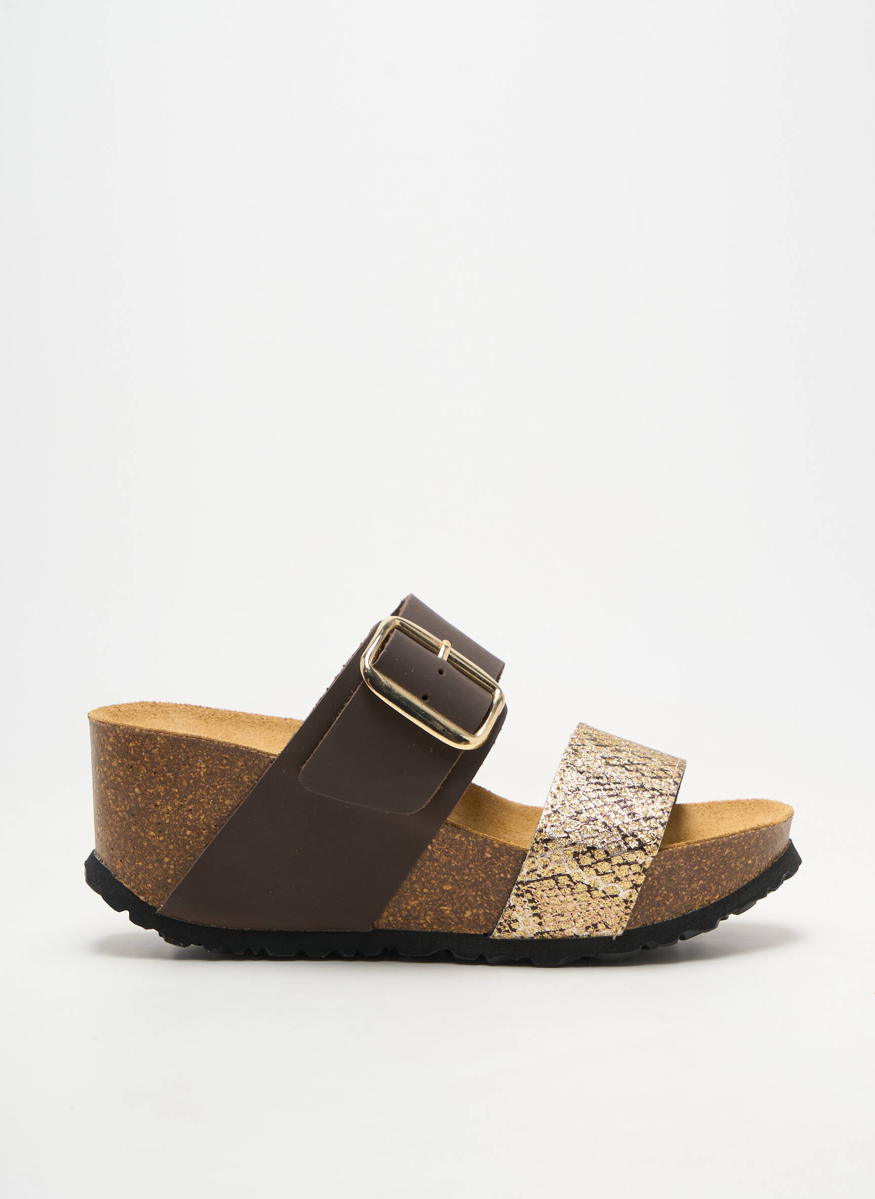 Mule/sabotai pusiau kompensuotas kulnas nuo 4 iki 6 cm rudas SANTAFE moteris