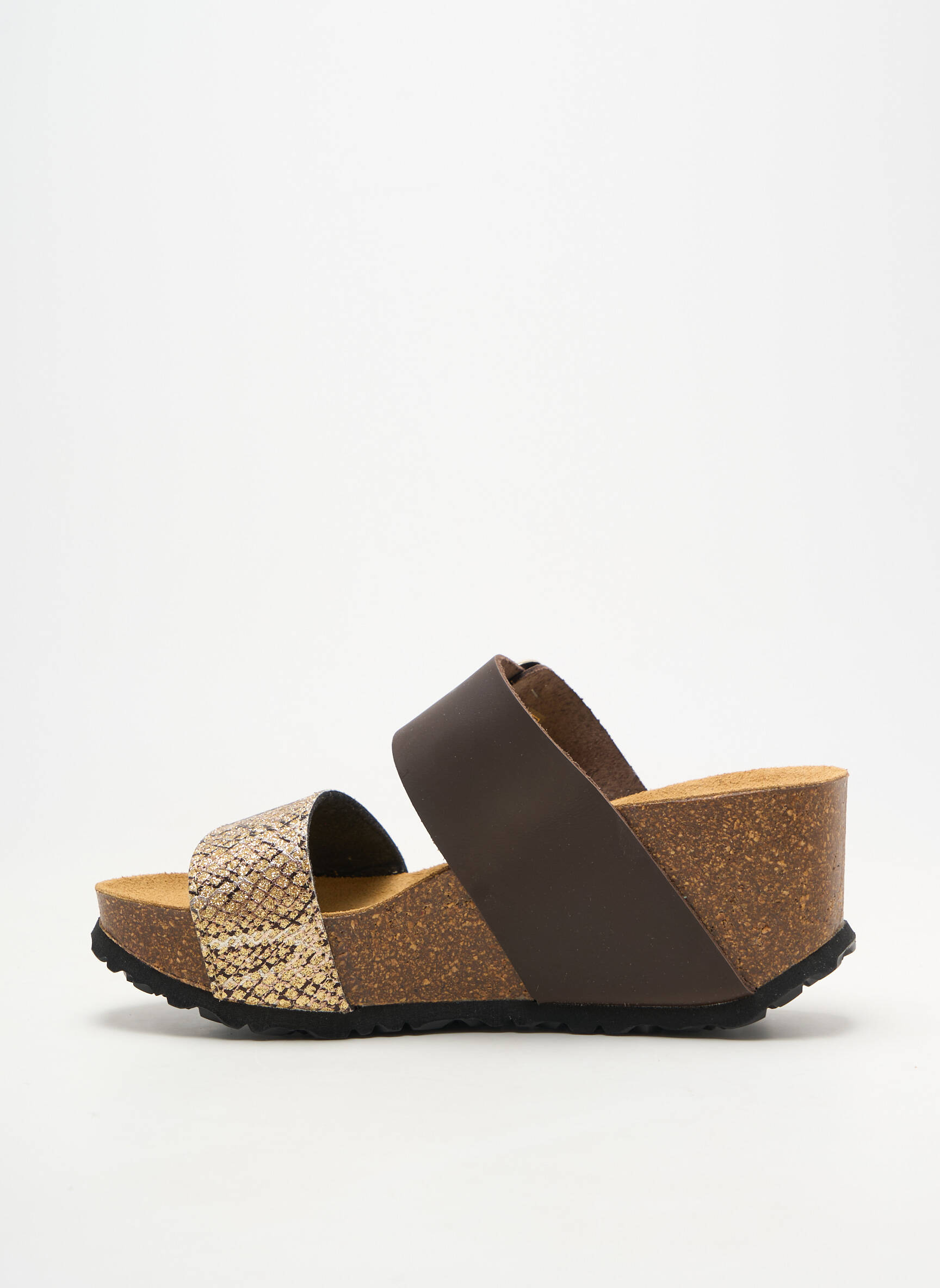 Mule/sabotai pusiau kompensuotas kulnas nuo 4 iki 6 cm rudas SANTAFE moteris