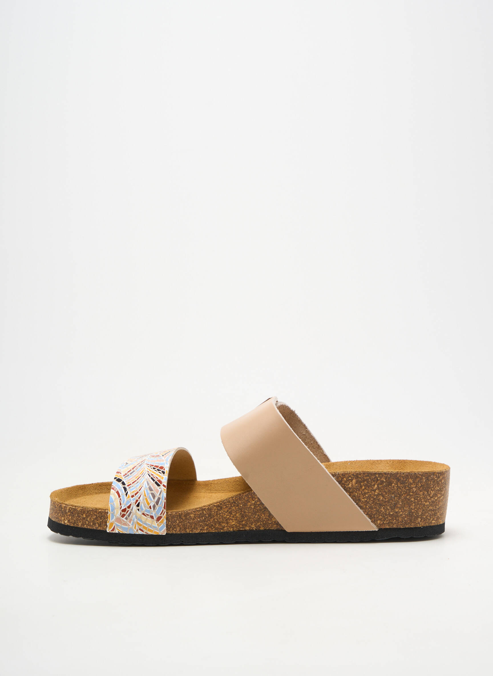 Mule/sabotai lygus medžiaga plokščias kulnas iki 3 cm bežinis SANTAFE moteris