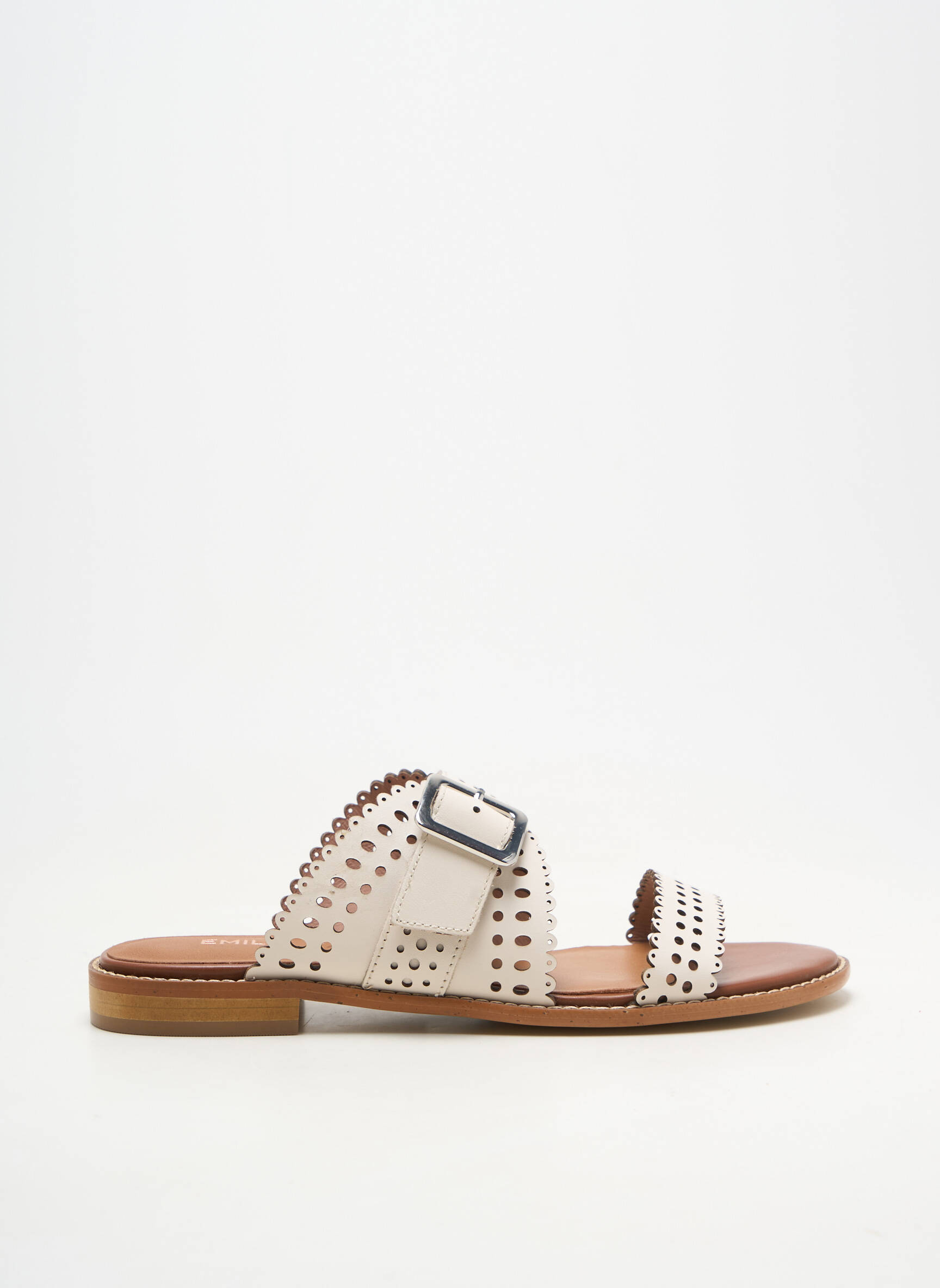 Mule/sabotai lygus medžiaga plokščias kulnas iki 3 cm bežinis EMILIE KARSTON moteris