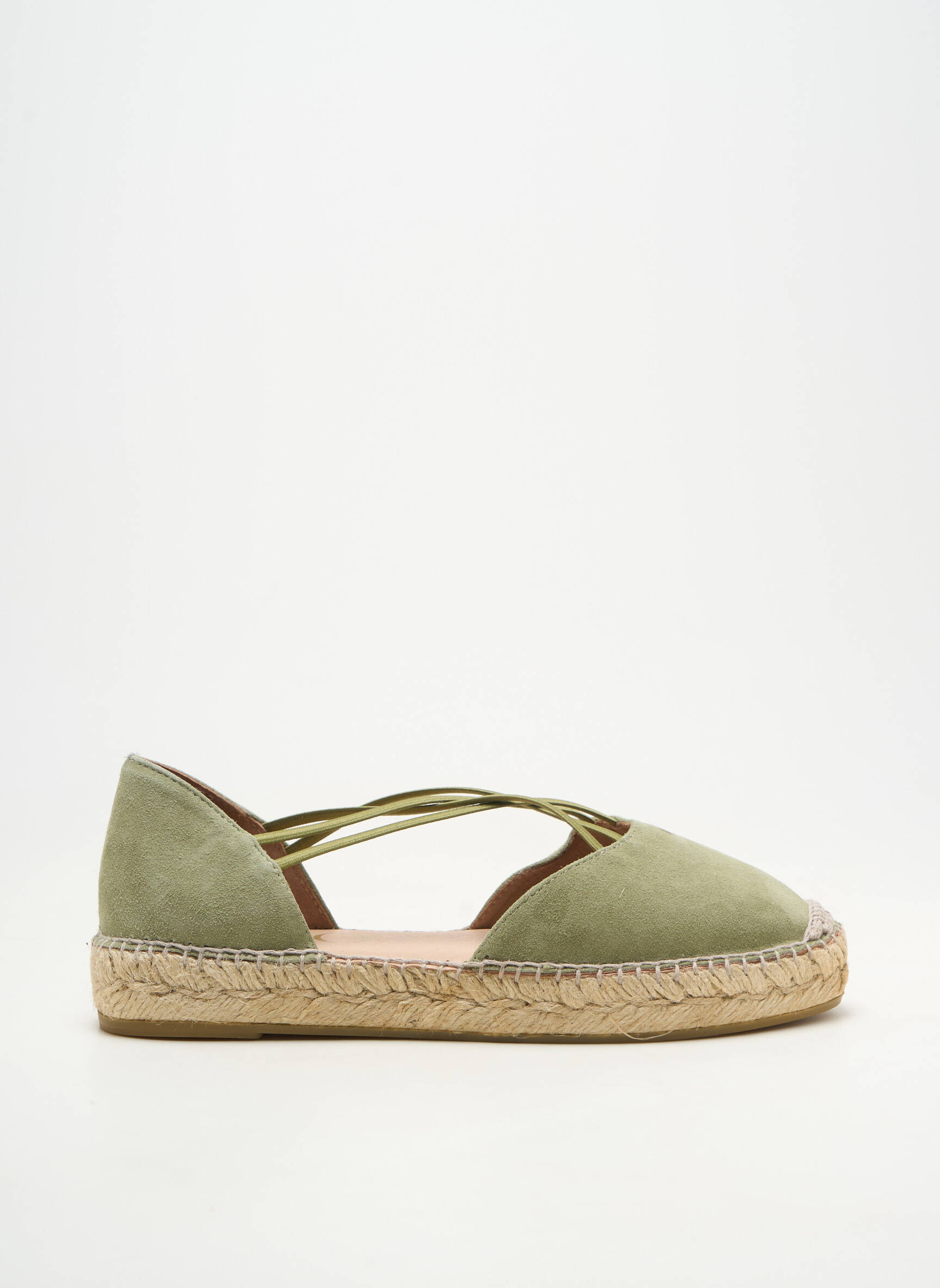 Espadrilės apvalus mygtukas plokščias kulnas iki 3 cm žalias GAIMO moteris
