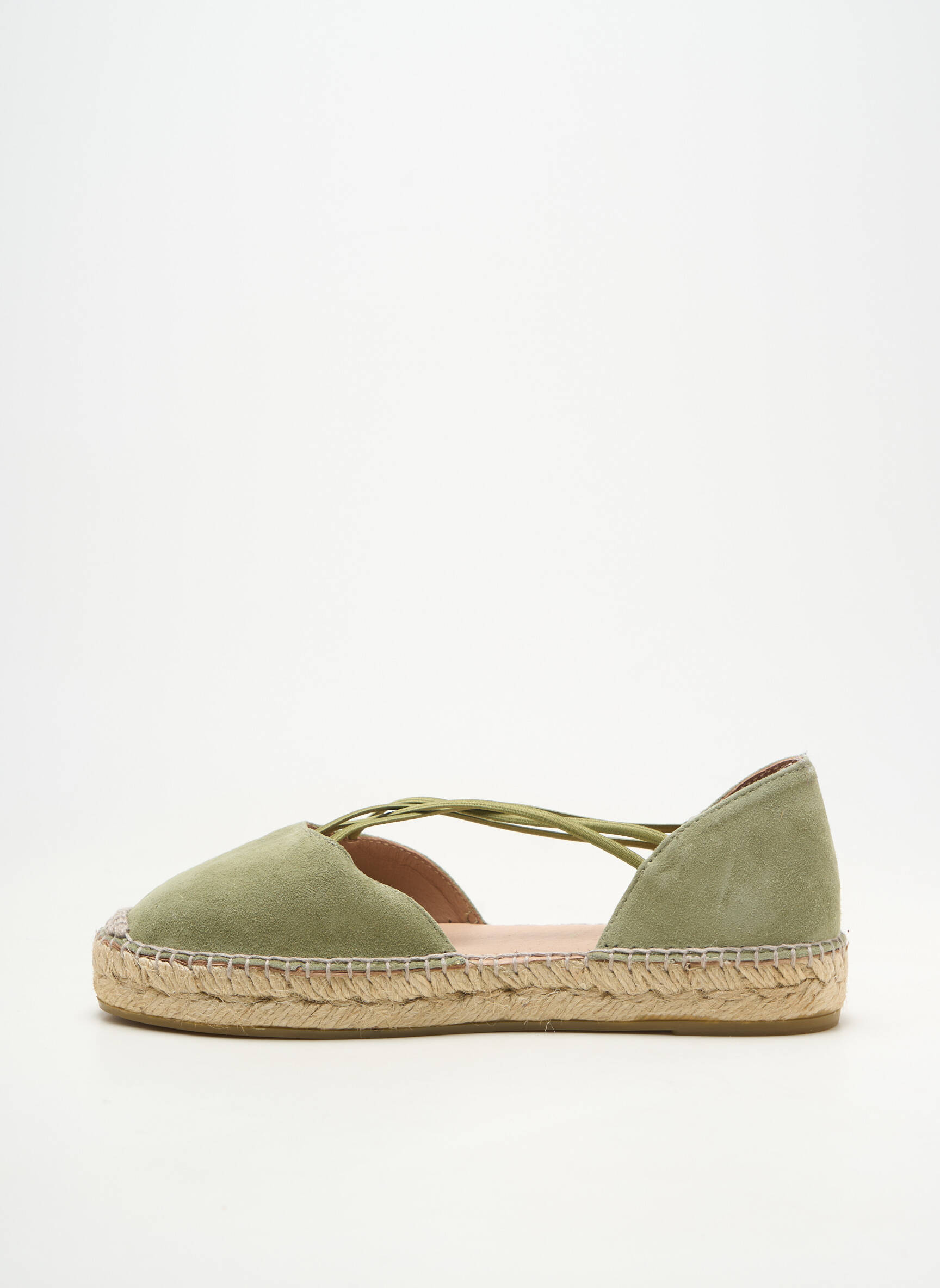 Espadrilės apvalus mygtukas plokščias kulnas iki 3 cm žalias GAIMO moteris