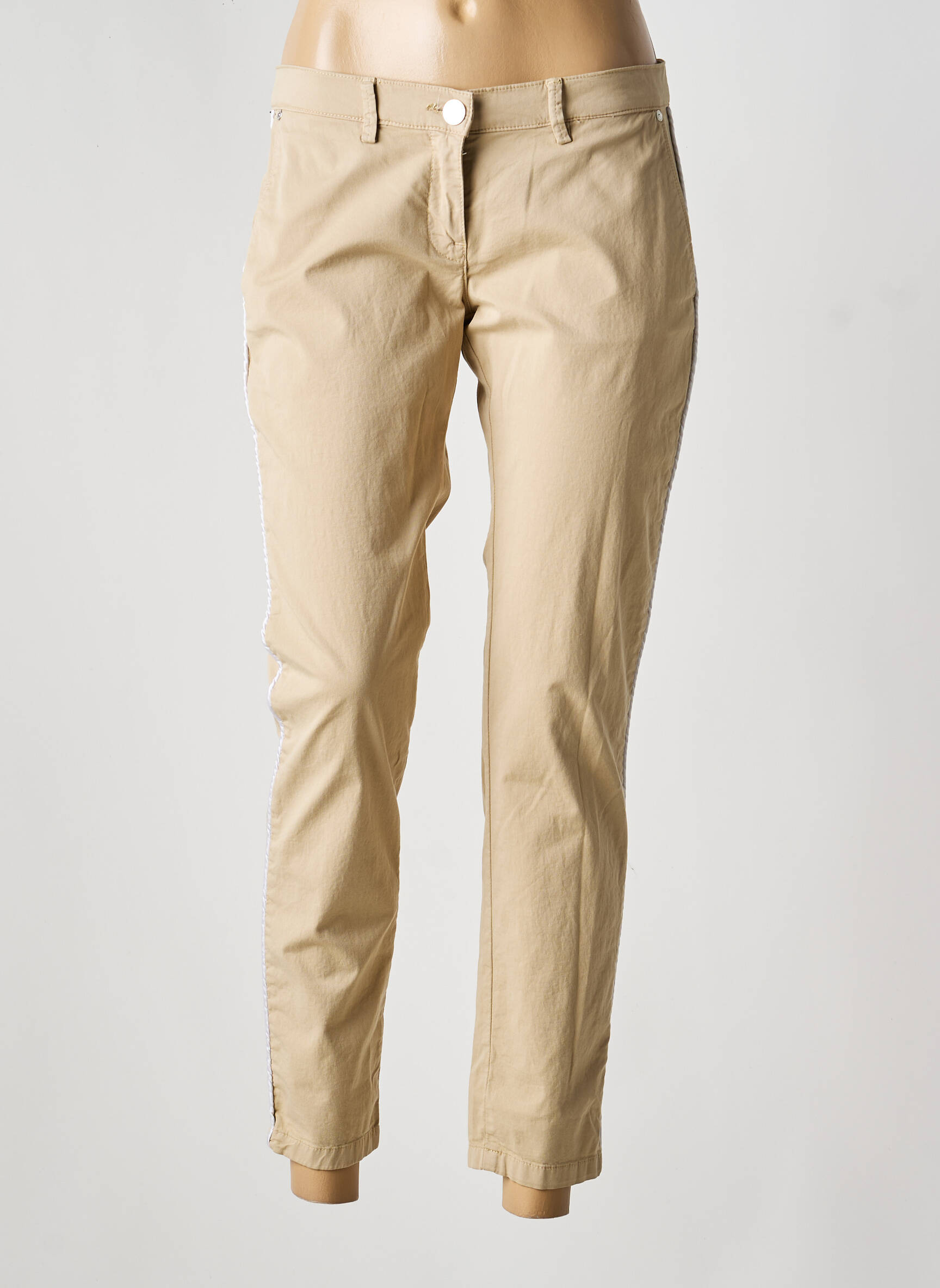 Chino kelnė šoniniai galonai su siuvinėjimu normala dydis bežinis TRUSSARDI JEANS moteris
