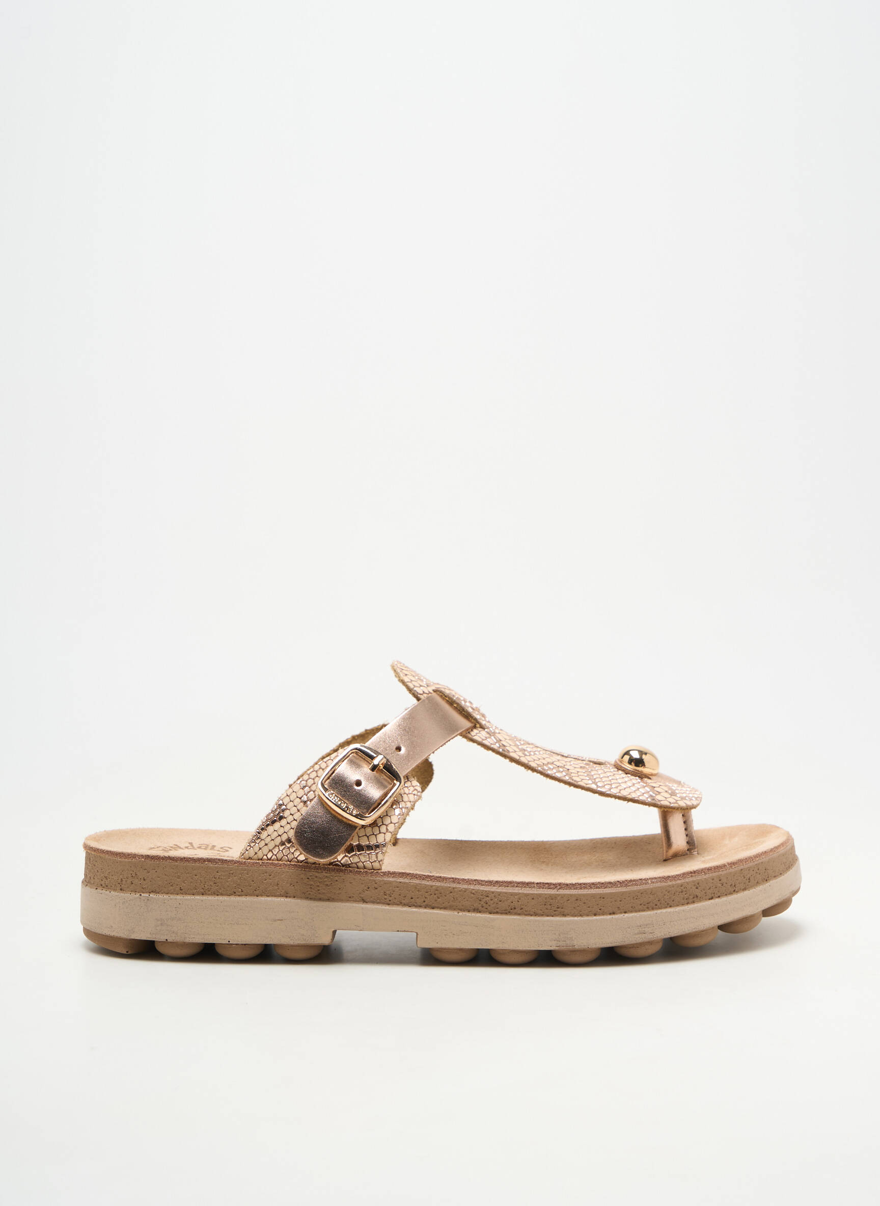 Šlepetės atvira pabaiga plokščias kulnas iki 3 cm bežinis FANTASY SANDALS moteris