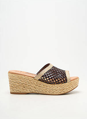 Mule/sabotai lygus medžiaga kulnas nuo 7 iki 9 cm rudas LA FEMME moteris