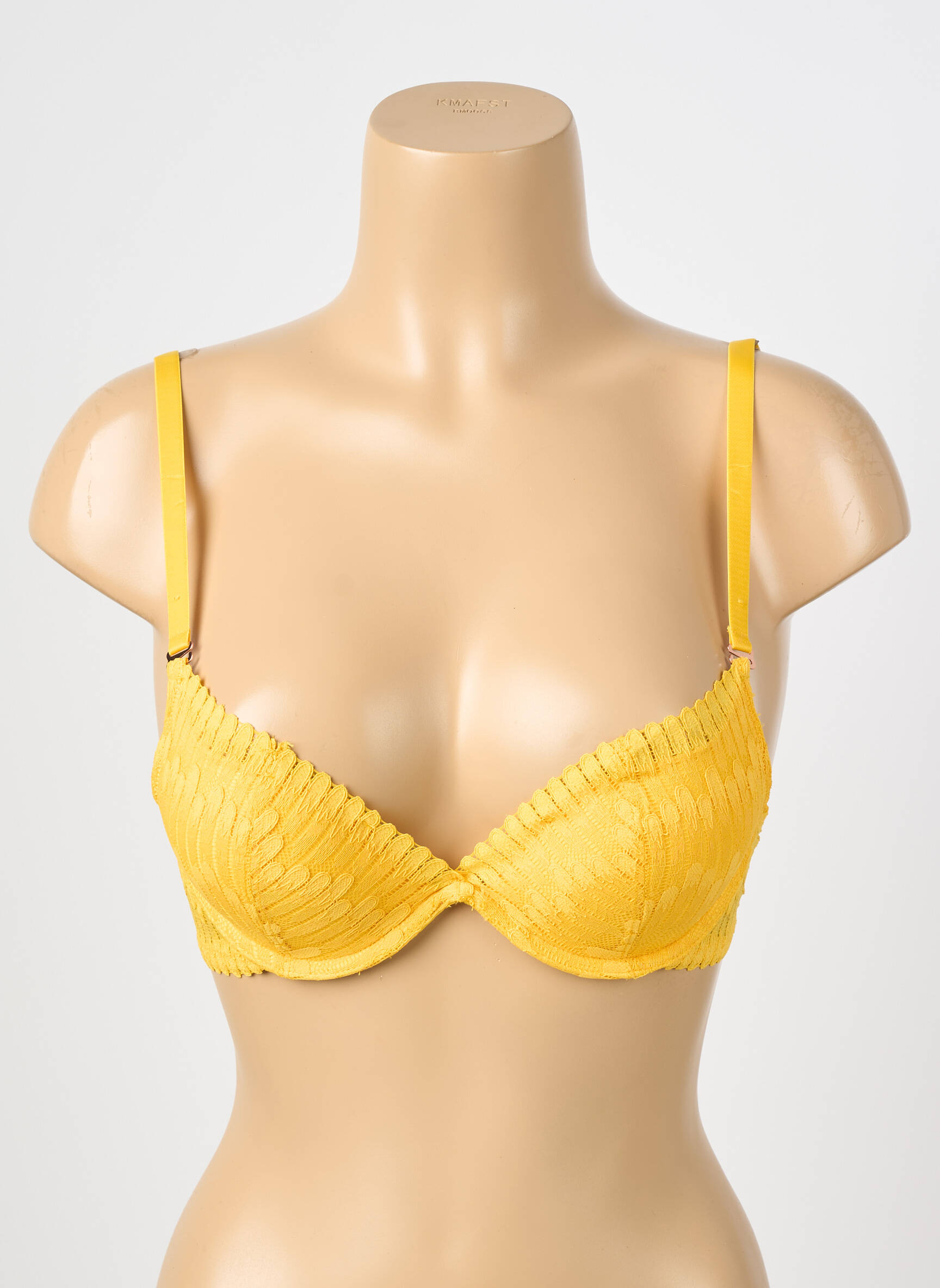 Liemenėlė push-up liemenėlė su aukštu palaikymu push-up liemenėlė su aukštu palaikymu geltona ESCORT moteris