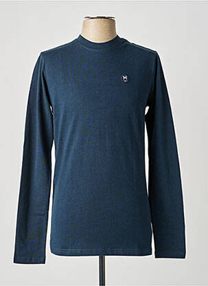 T-marškinys bio ilgos rankovės mėlyna KNOWLEDGE COTTON APPAREL vyras