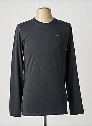 T-marškinys bio ilgos rankovės juodas KNOWLEDGE COTTON APPAREL vyras