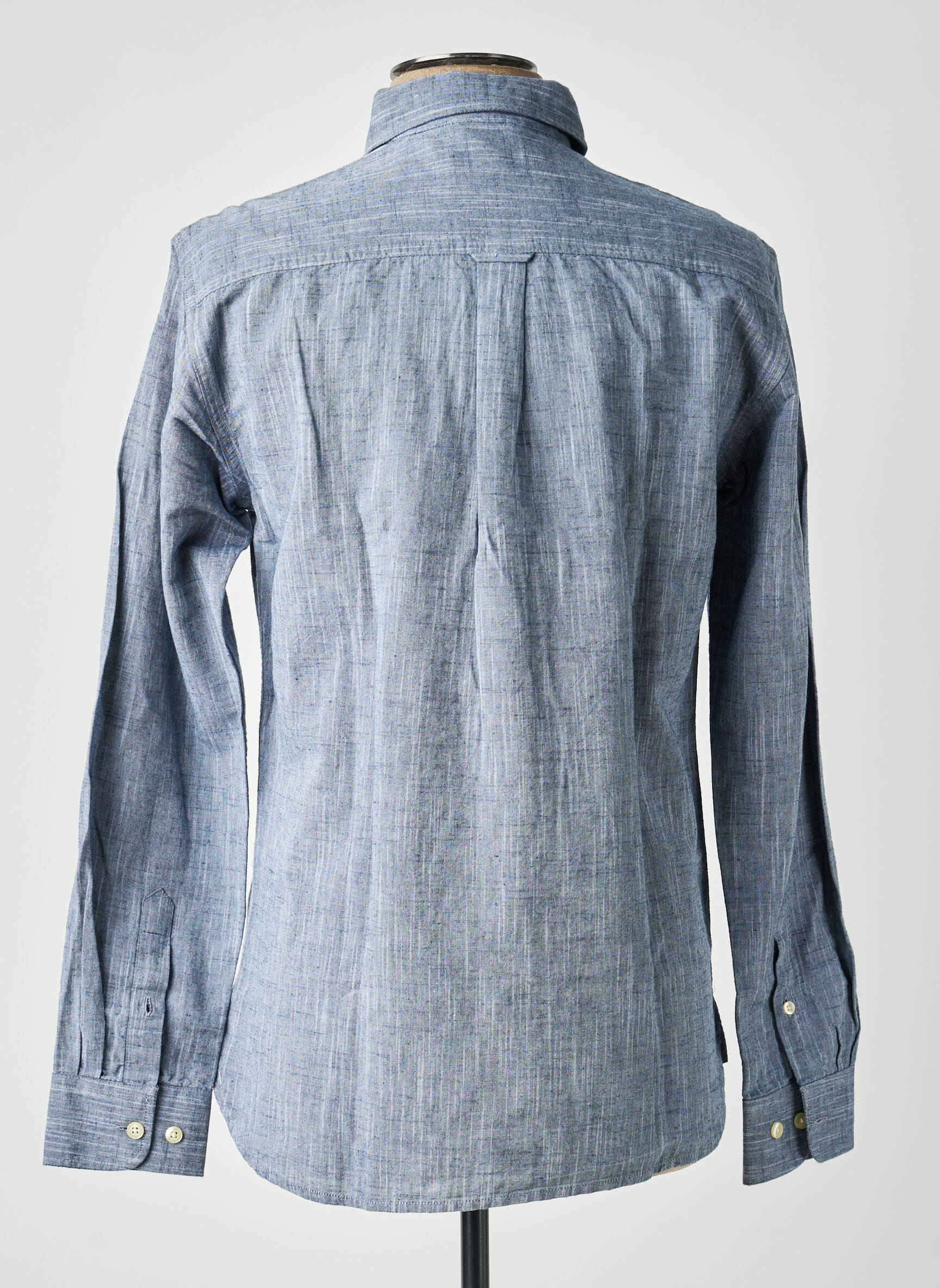 Ilgomis rankovėmis marškinys centrinė iškirptė mėlyna KNOWLEDGE COTTON APPAREL vyras