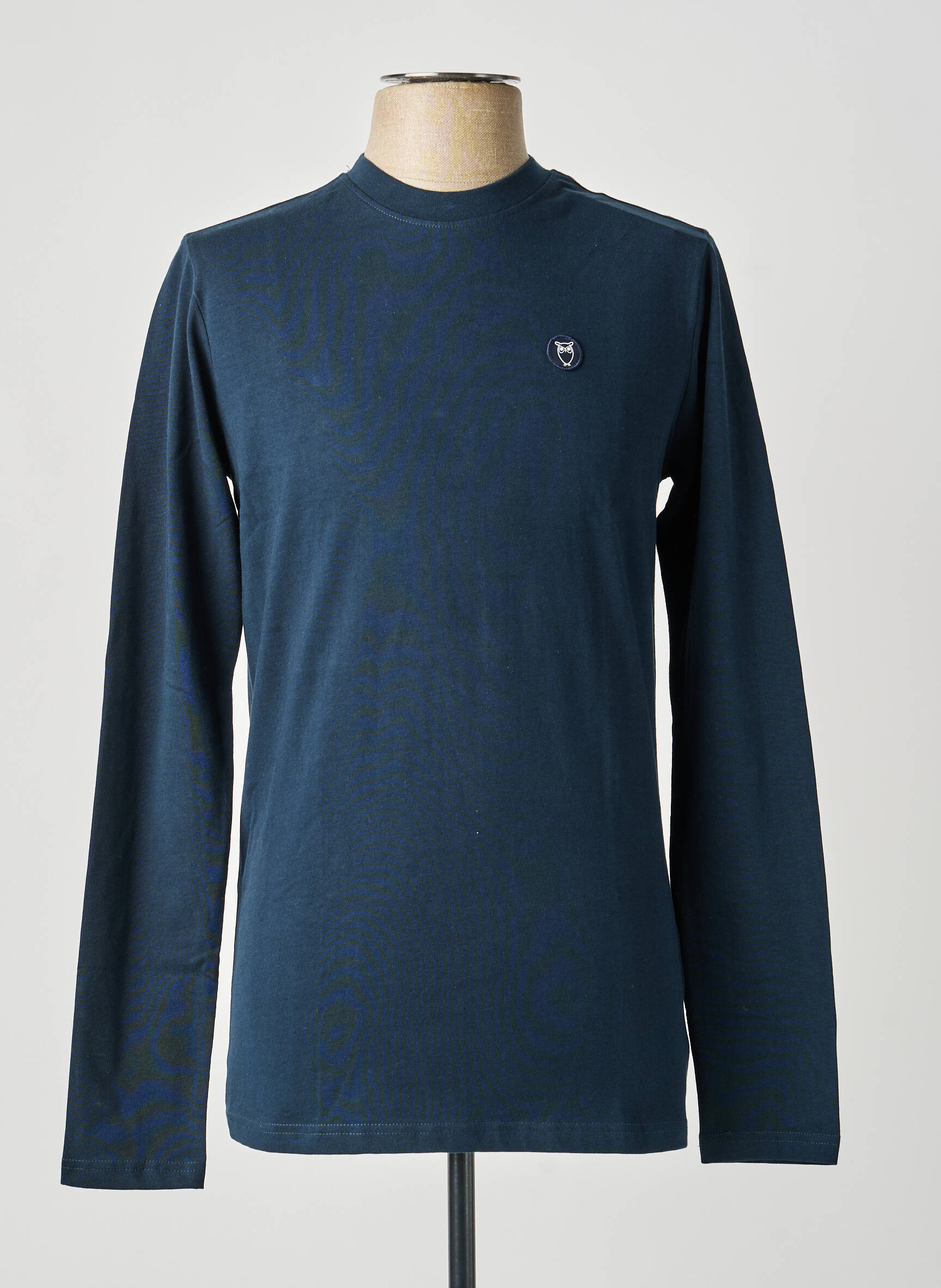 T-marškinys bio ilgos rankovės mėlyna KNOWLEDGE COTTON APPAREL vyras