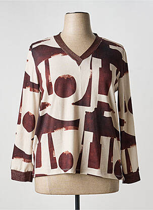 Megztinis centrinė iškirptė ilgos rankovės rudas JOY moteris