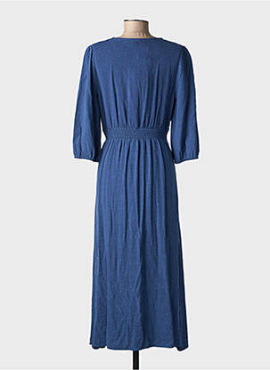 Ilga suknelė centrinė iškirptė 3/4 rankovės mėlyna EMILIE.K moteris