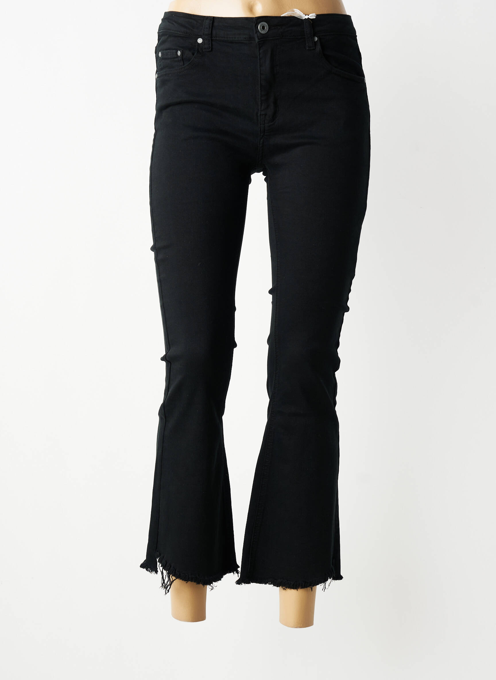 Bootcut džinsai fringe apdaila aukšta talija juodas KEZY moteris