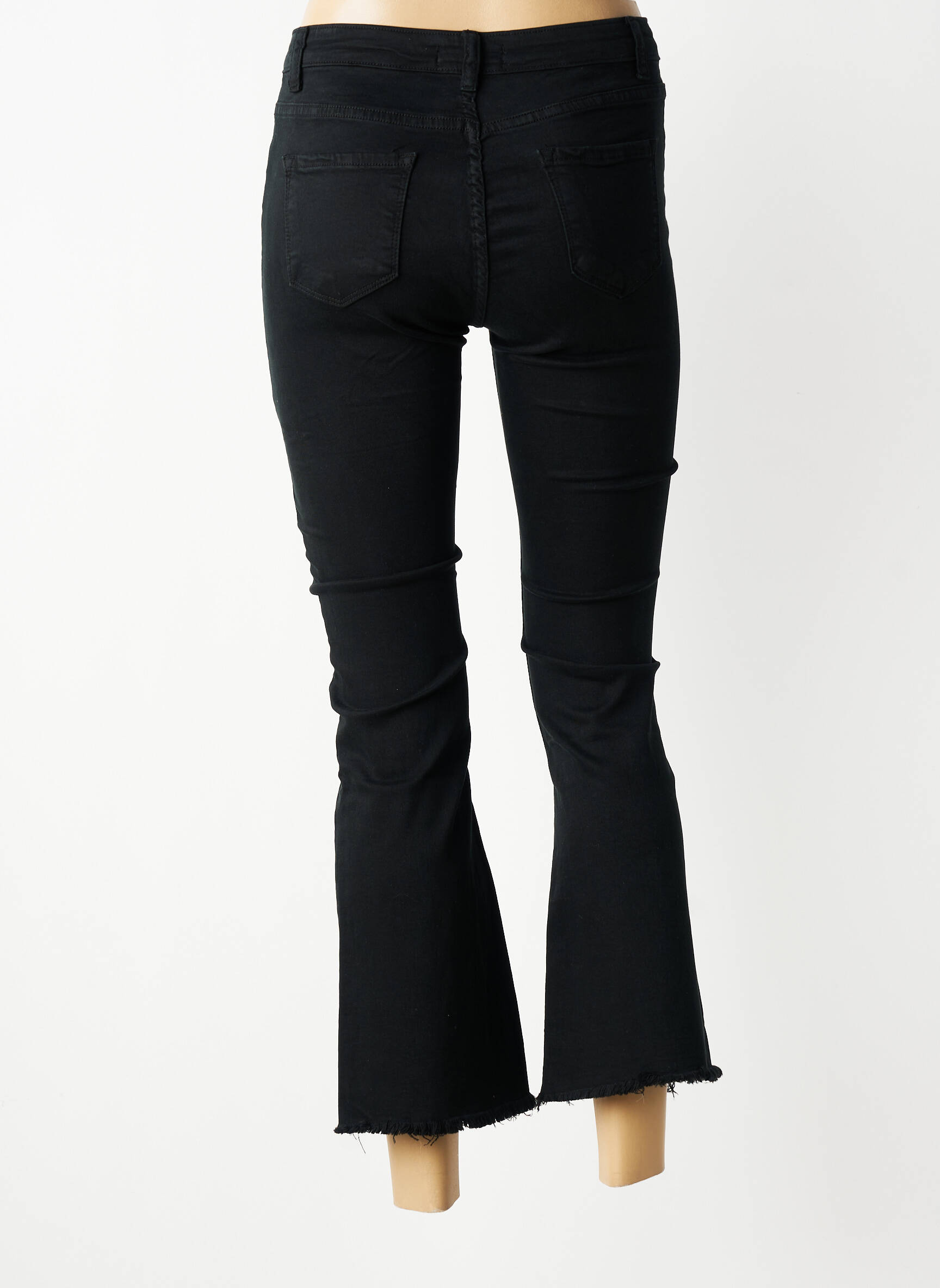 Bootcut džinsai fringe apdaila aukšta talija juodas KEZY moteris