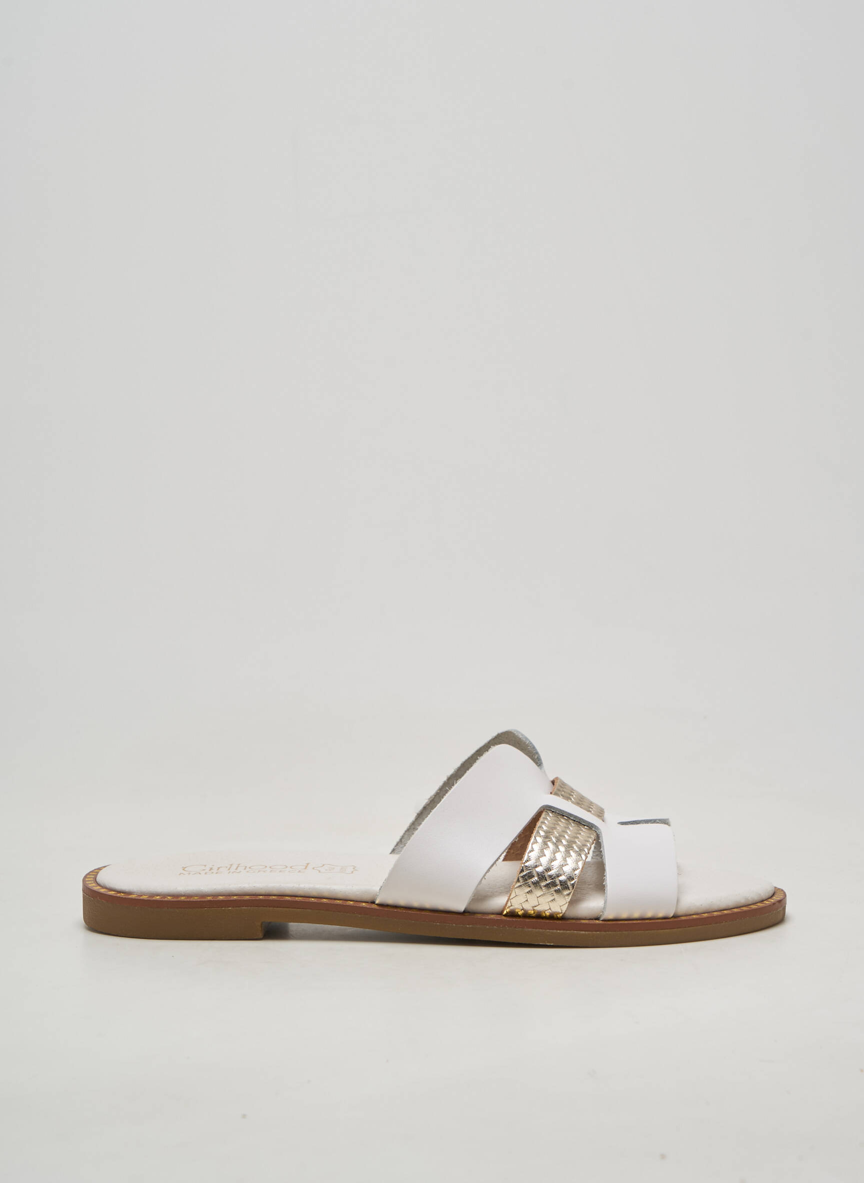 Mule/sabotai satino audinys plokščias kulnas iki 3 cm baltas GIRLHOOD moteris