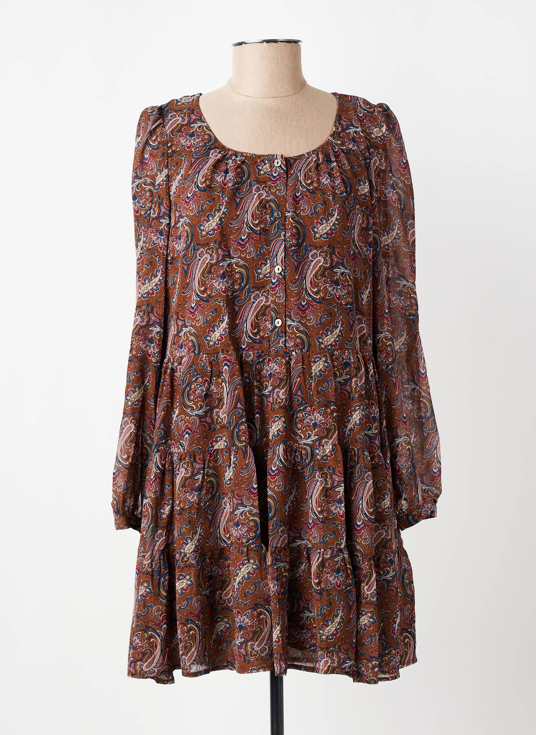 Trumpa suknelė ilgos rankovės ilgos rankovės rudas ARTLOVE moteris
