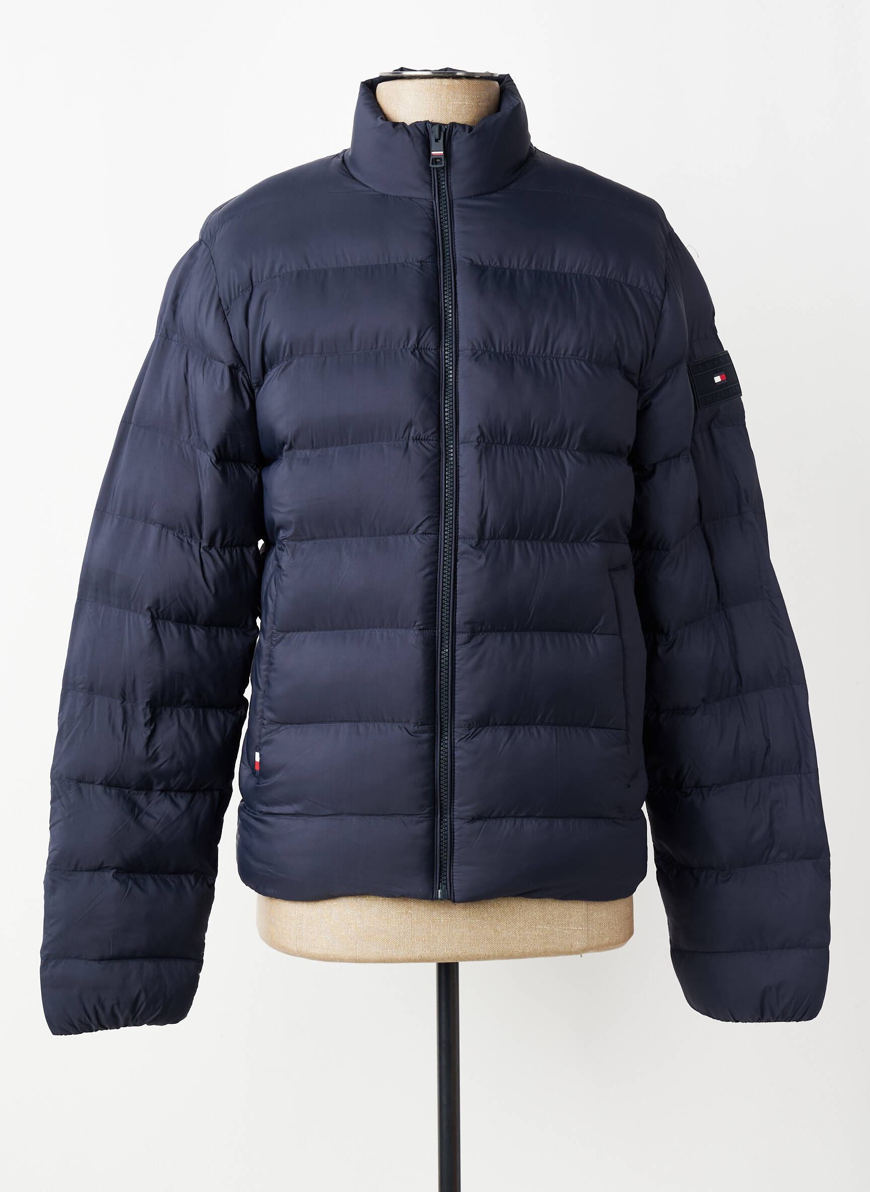 Pūkinė striukė ilgos rankovės be gobtuvų mėlyna TOMMY HILFIGER vyras