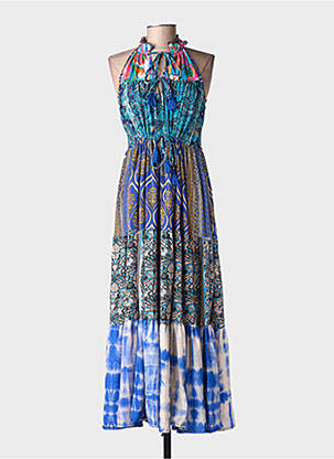 Ilga suknelė fantazijos raštas be rankų mėlyna LARAETHNICS moteris