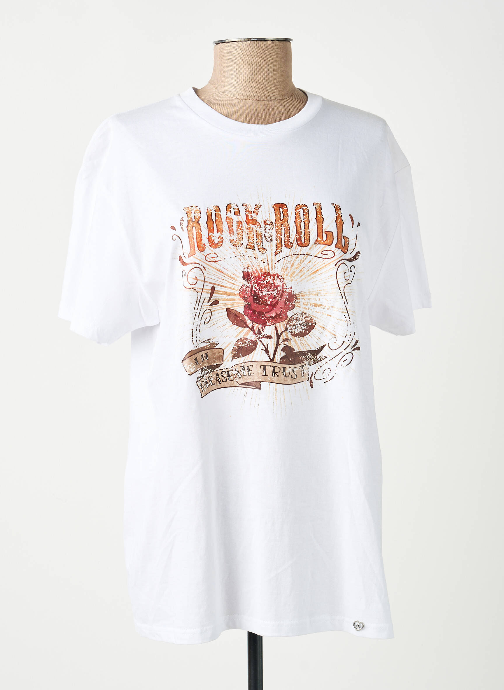 T-marškinys floqué serigrafija trumpas rankovės baltas PLEASE moteris