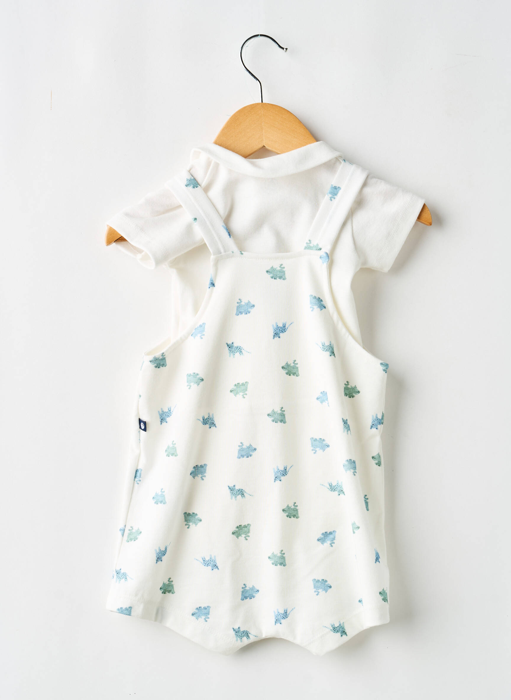 Kombinezonas priekinė mygtukų uždarymo sistema be rankų baltas PETIT BATEAU berniukas