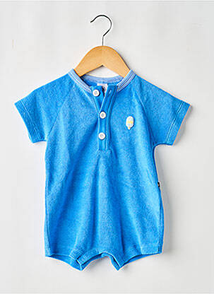 Kombinezonas tiesi kirpimas trumpas rankovės mėlyna PETIT BATEAU berniukas