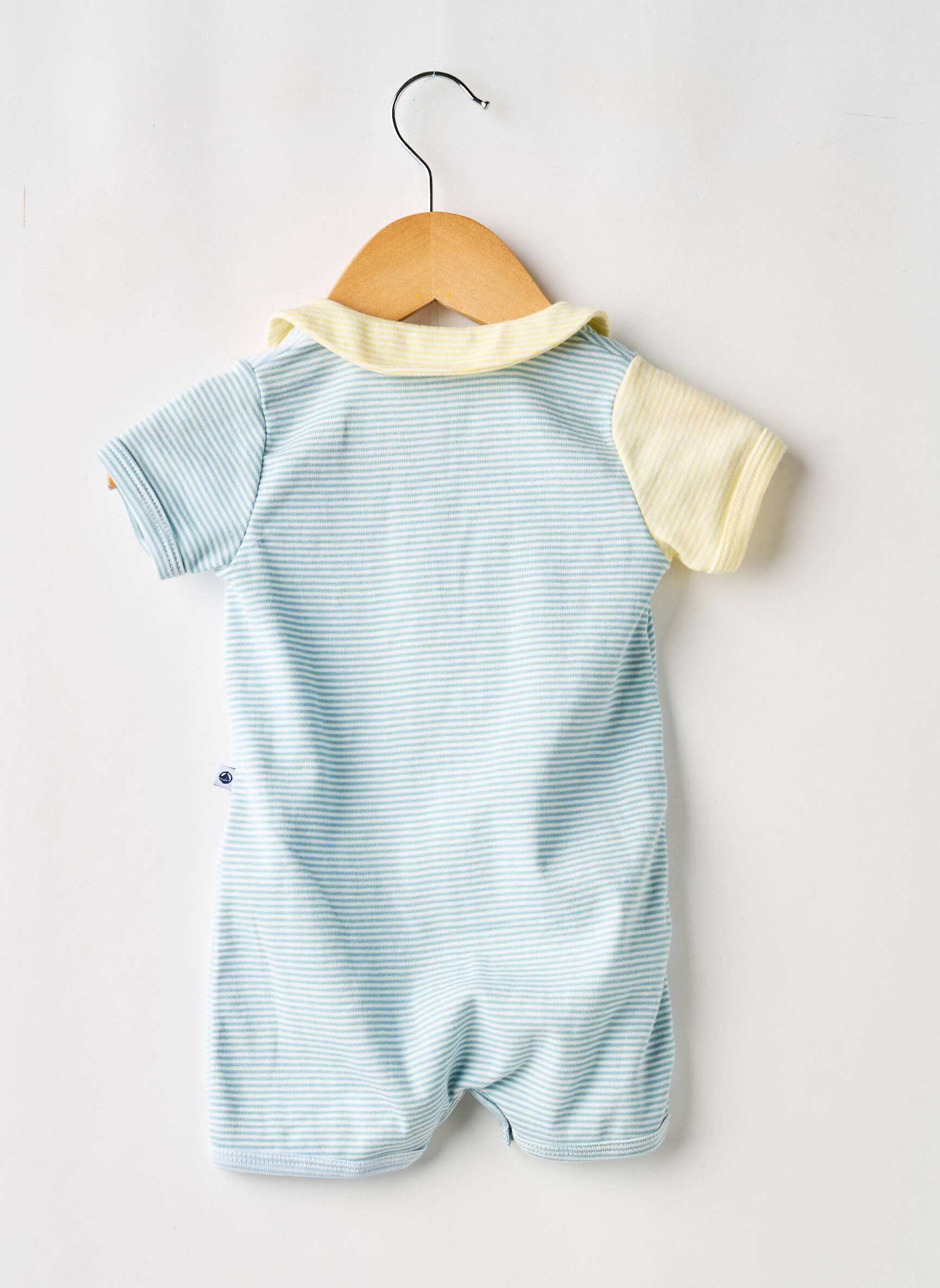Kombinezonas tiesi kirpimas trumpas rankovės mėlyna PETIT BATEAU berniukas