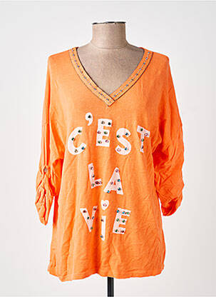 T-marškinys ilgos rankovės ilgos rankovės oranžinė NEW COLLECTION moteris