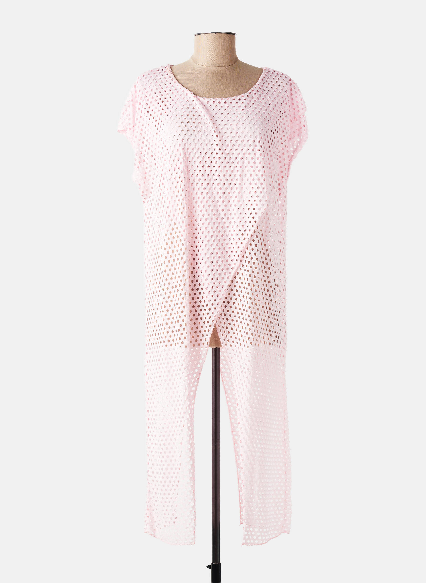 Trumpa rankovė tunika lengva ir skaidri rožinė NEW COLLECTION moteris
