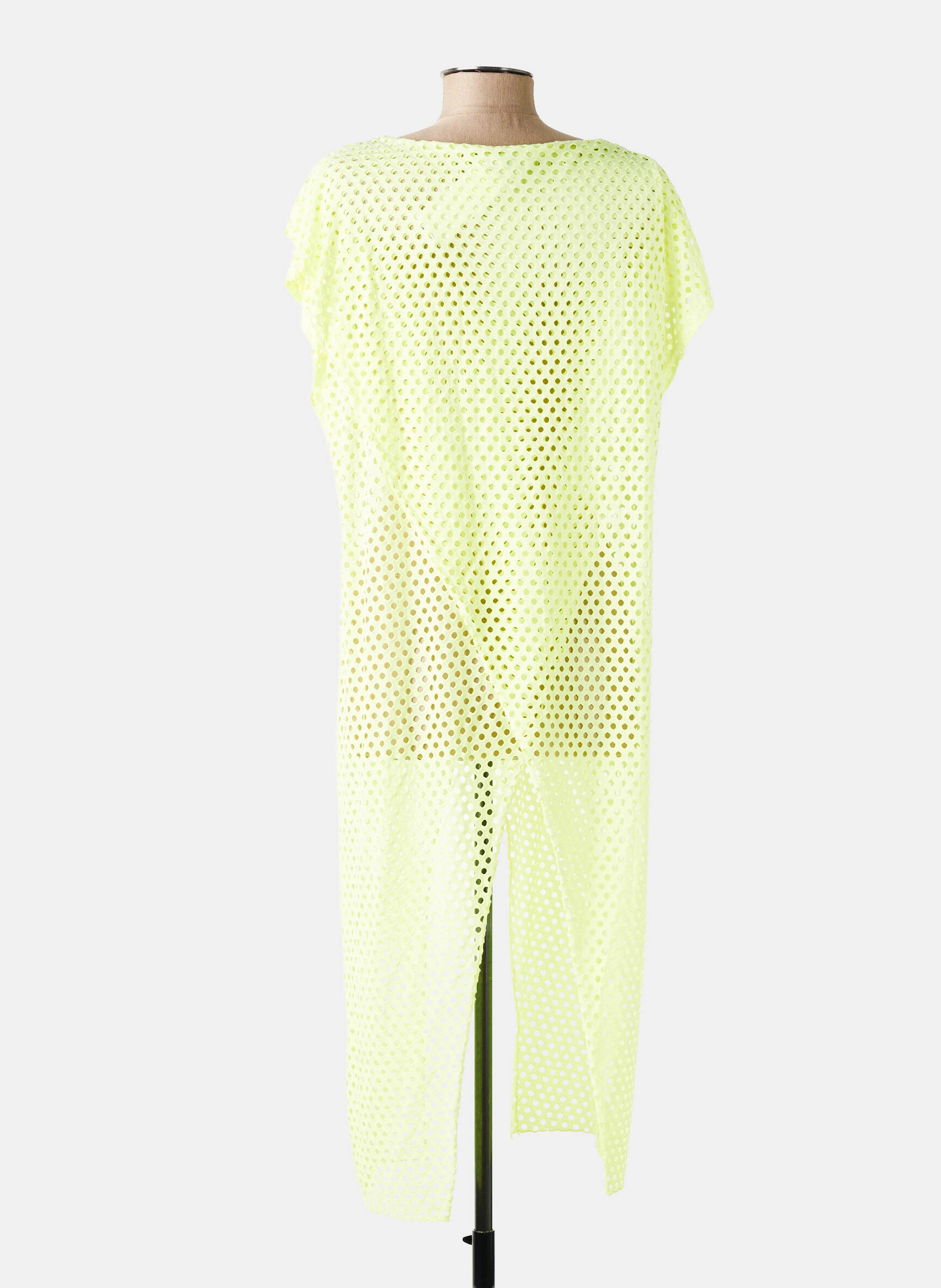 Trumpa rankovė tunika lengva ir skaidri tamsiai geltona NEW COLLECTION moteris