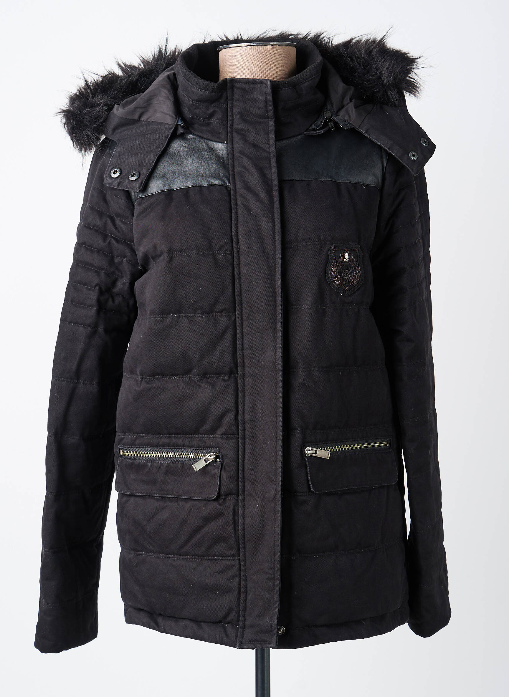 Pūkinė striukė ilgos rankovės su gobtuvu juodas THE KOOPLES moteris