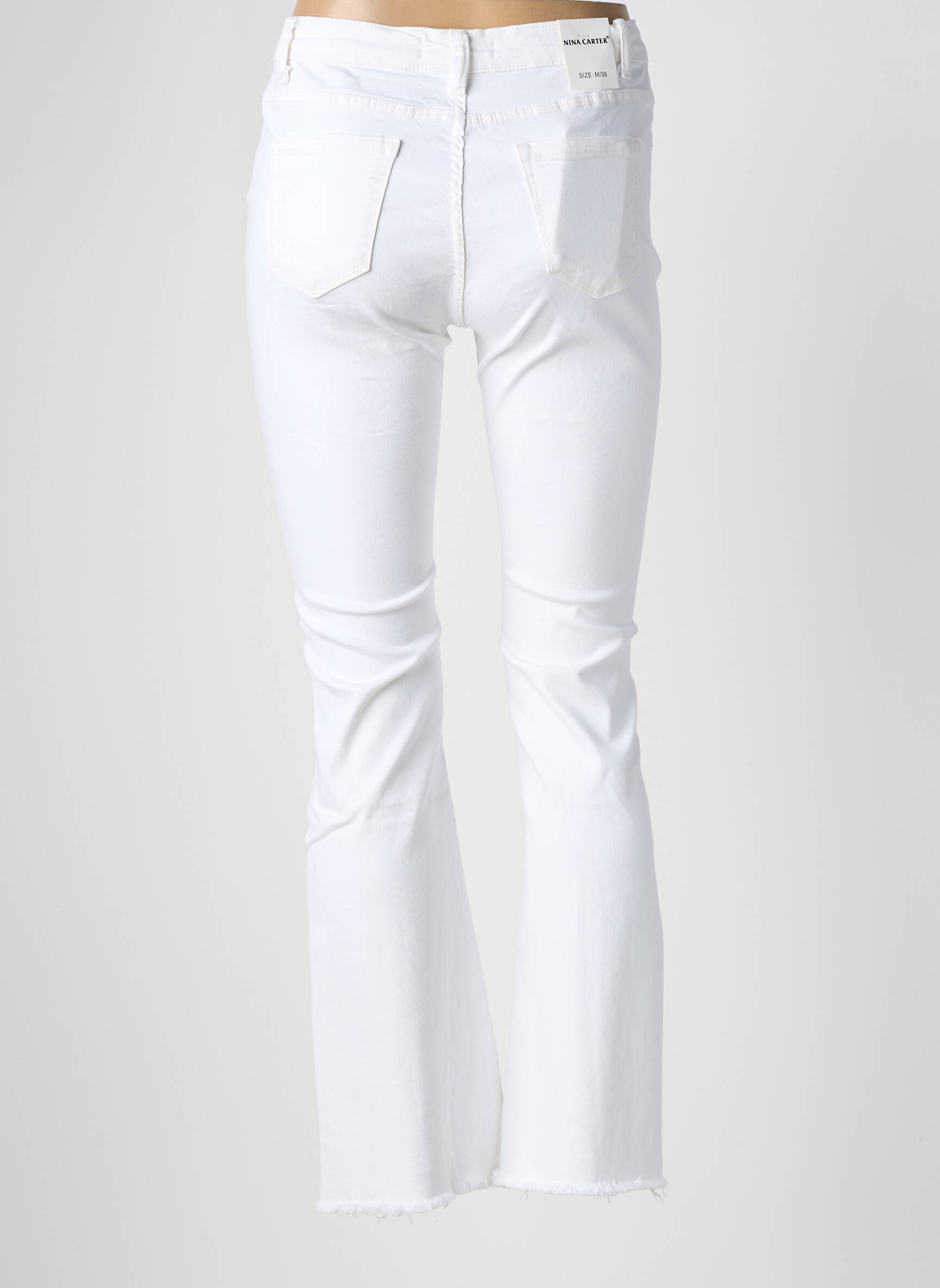 Bootcut džinsai fringe apdaila aukšta talija baltas NINA CARTER moteris