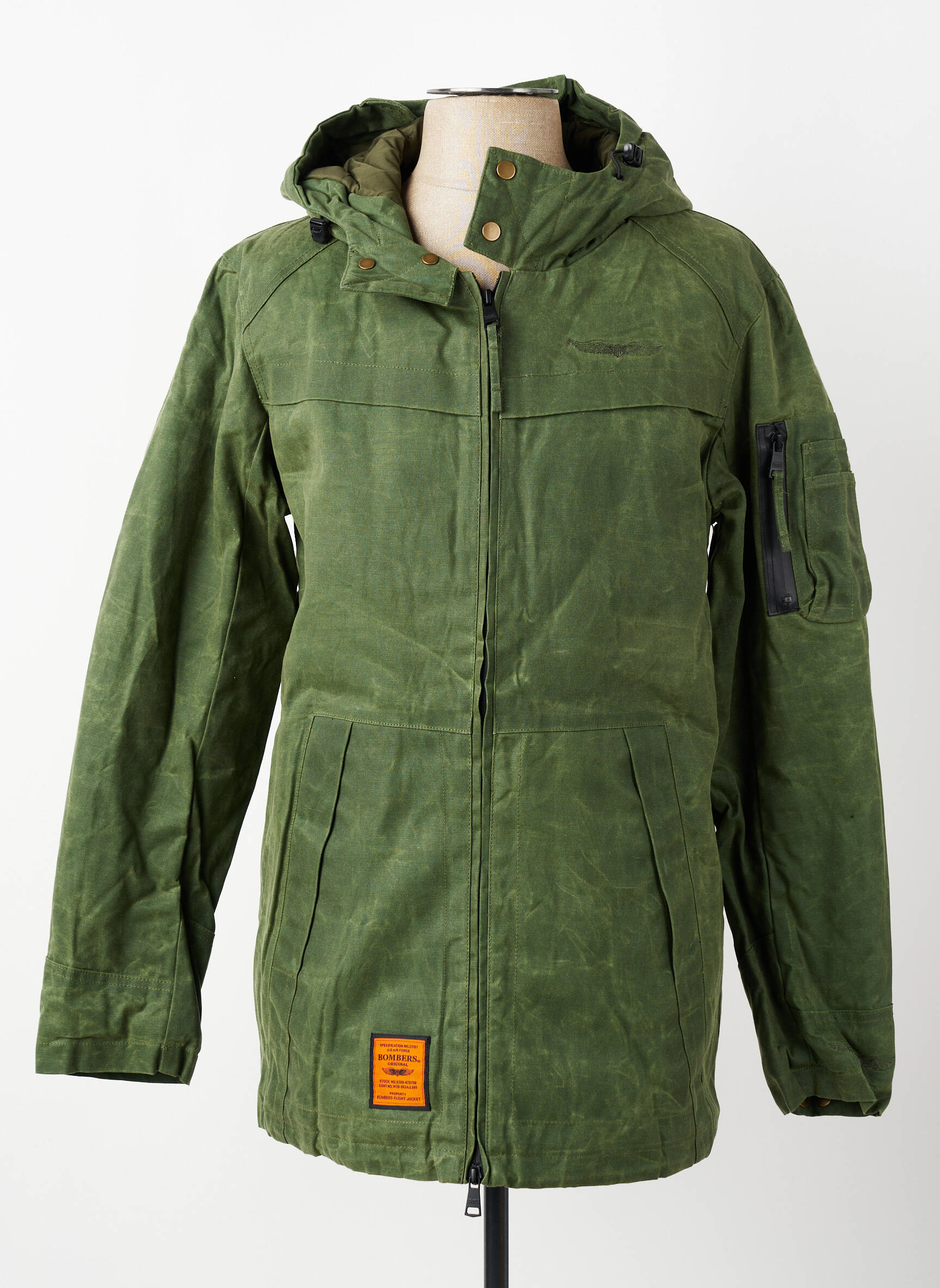Parka vidinė apdaila su satiniu pamušalu su gobtuvu žalias BOMBERS vyras