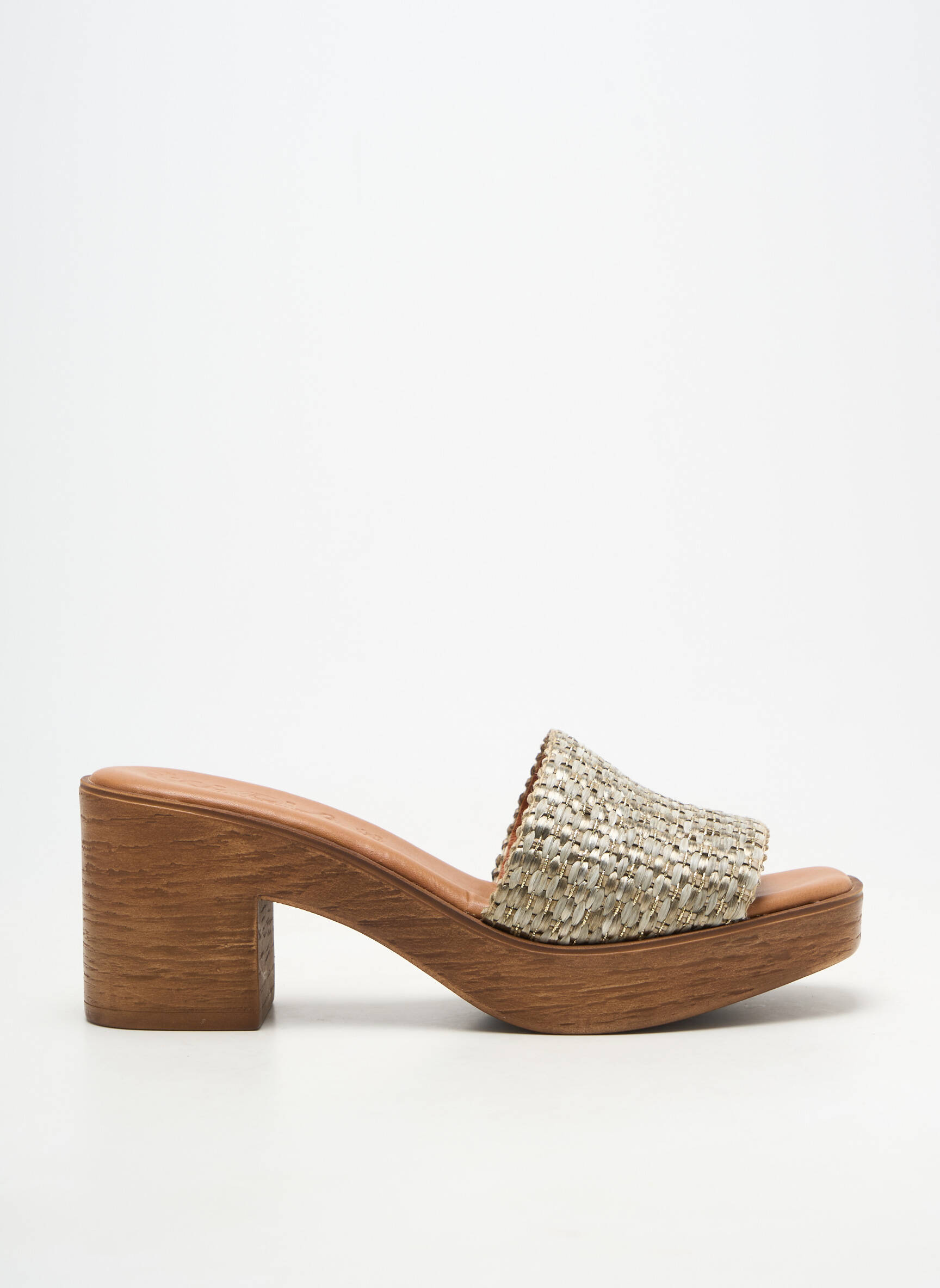 Mule/sabotai austas audinys kulnas nuo 7 iki 9 cm žalias KAOLA moteris