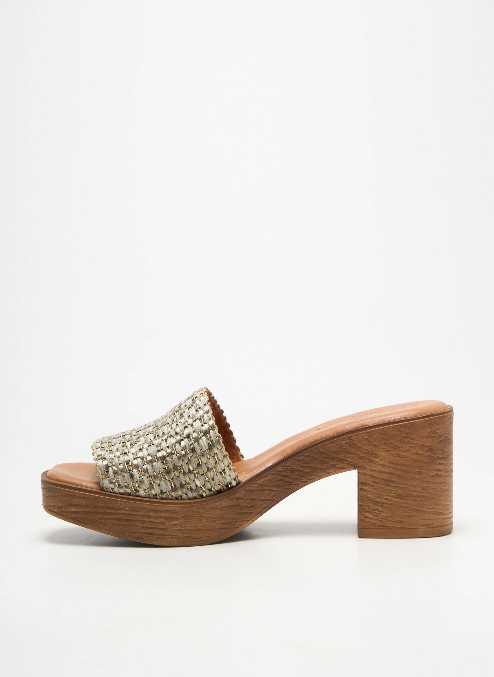 Mule/sabotai austas audinys kulnas nuo 7 iki 9 cm žalias KAOLA moteris