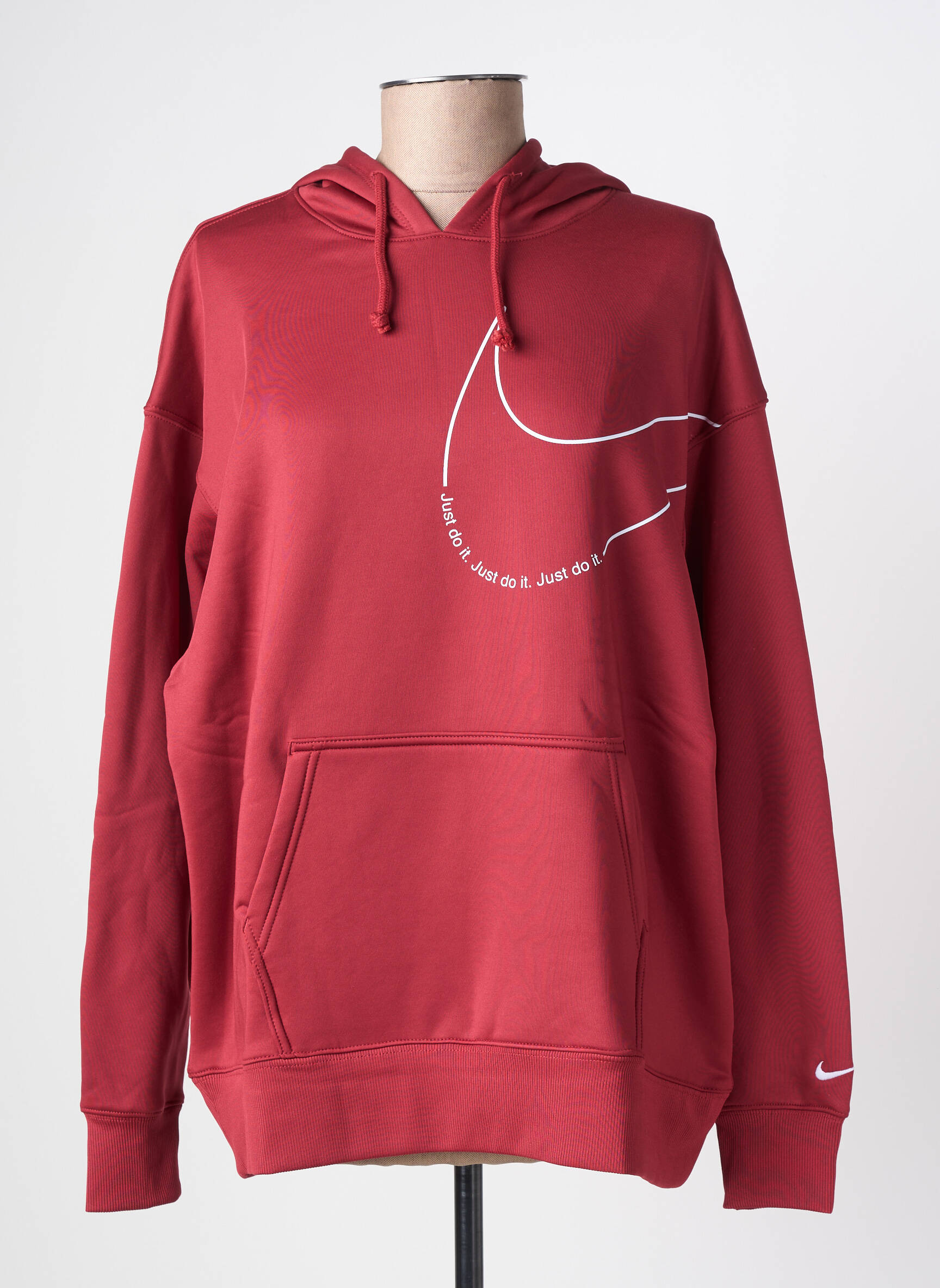 Kapišonas kišenės ilgos rankovės raudona NIKE moteris