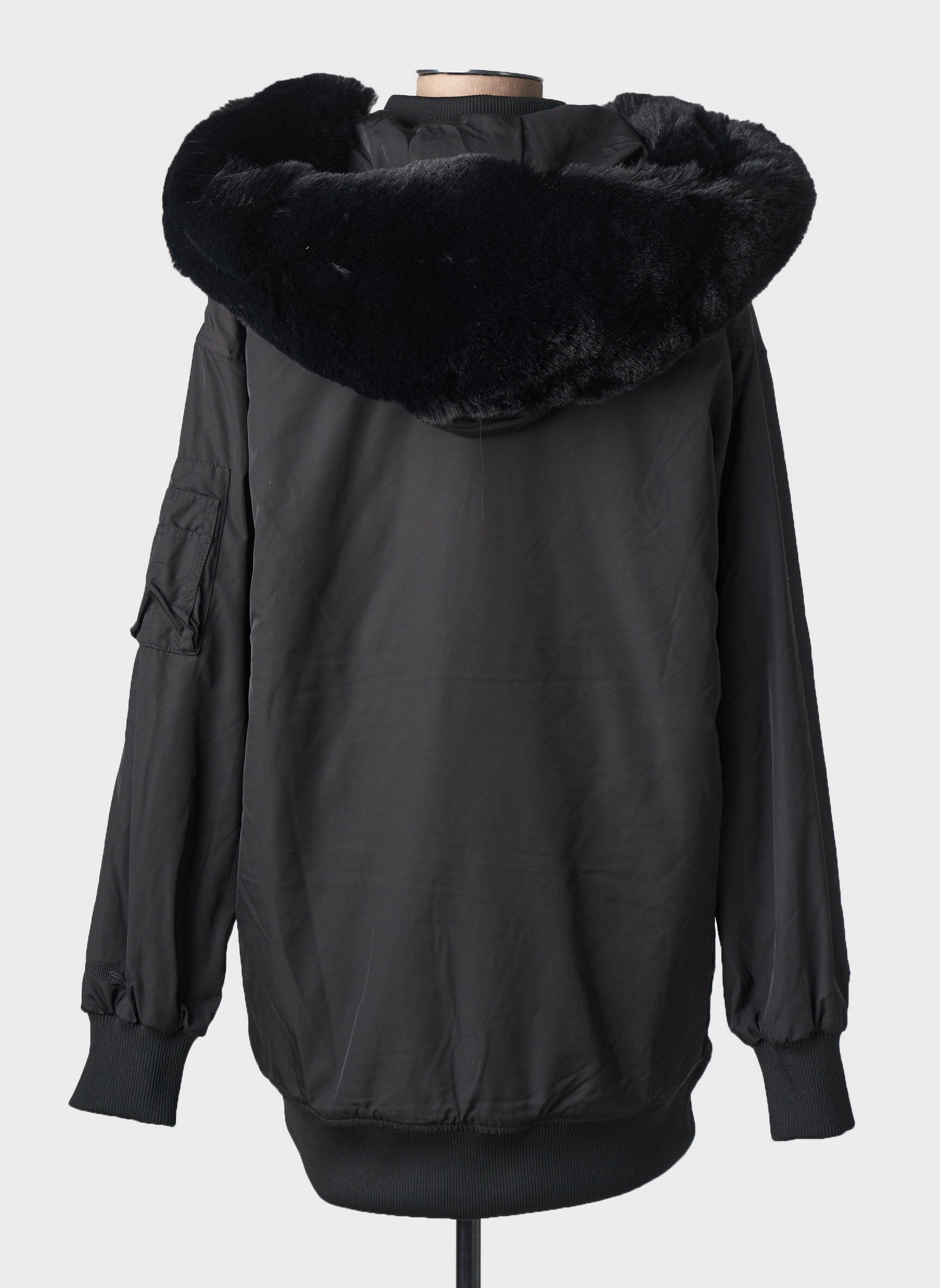 Parka priekinis užtrauktukas su gobtuvu juodas BOMBERS moteris