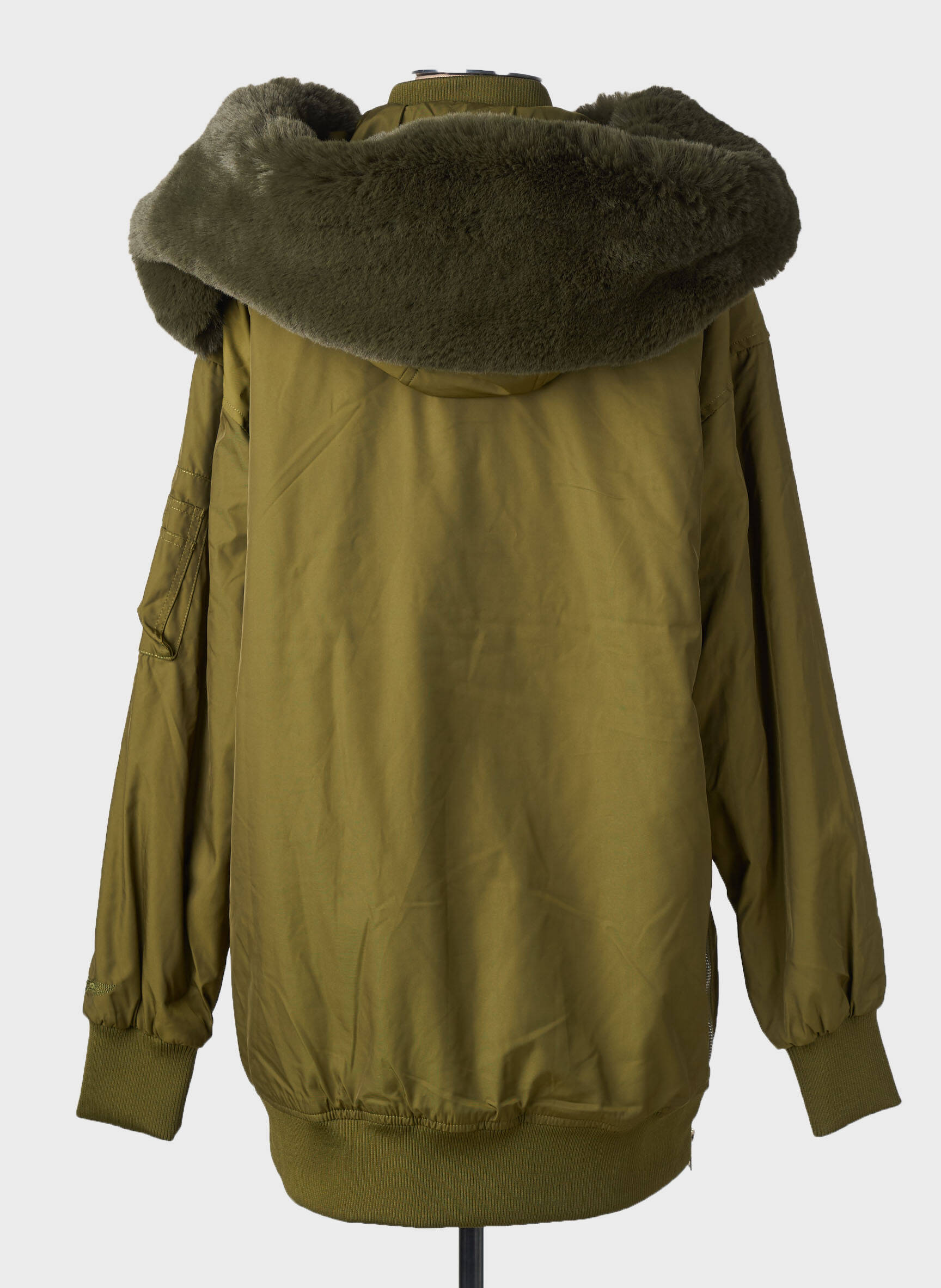 Parka priekinis užtrauktukas su gobtuvu žalias BOMBERS moteris