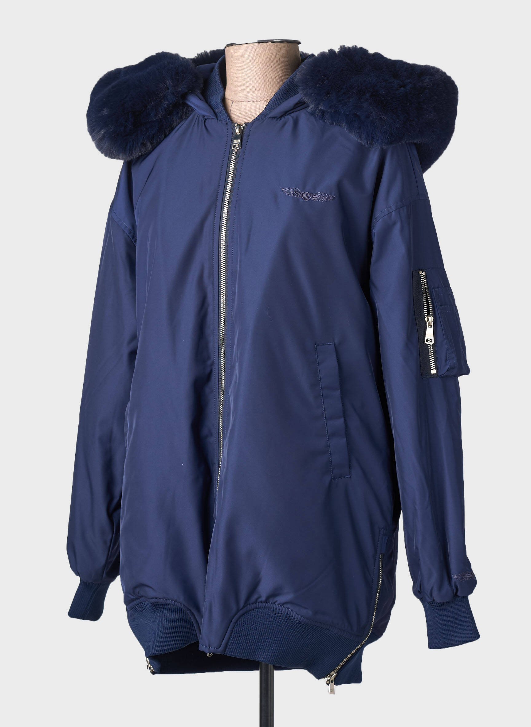 Parka priekinis užtrauktukas su gobtuvu mėlyna BOMBERS moteris