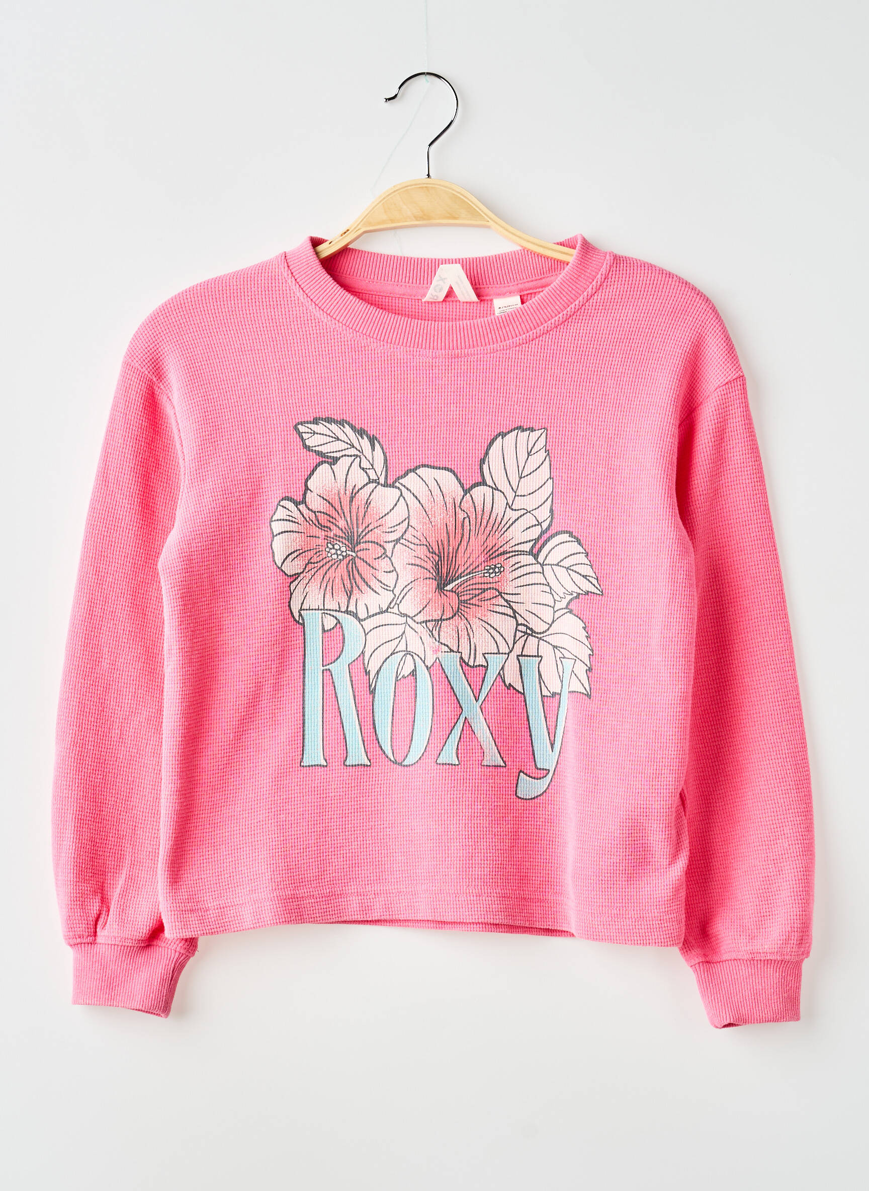 Mikroskopas floqué serigrafija ilgos rankovės rožinė ROXY mergina